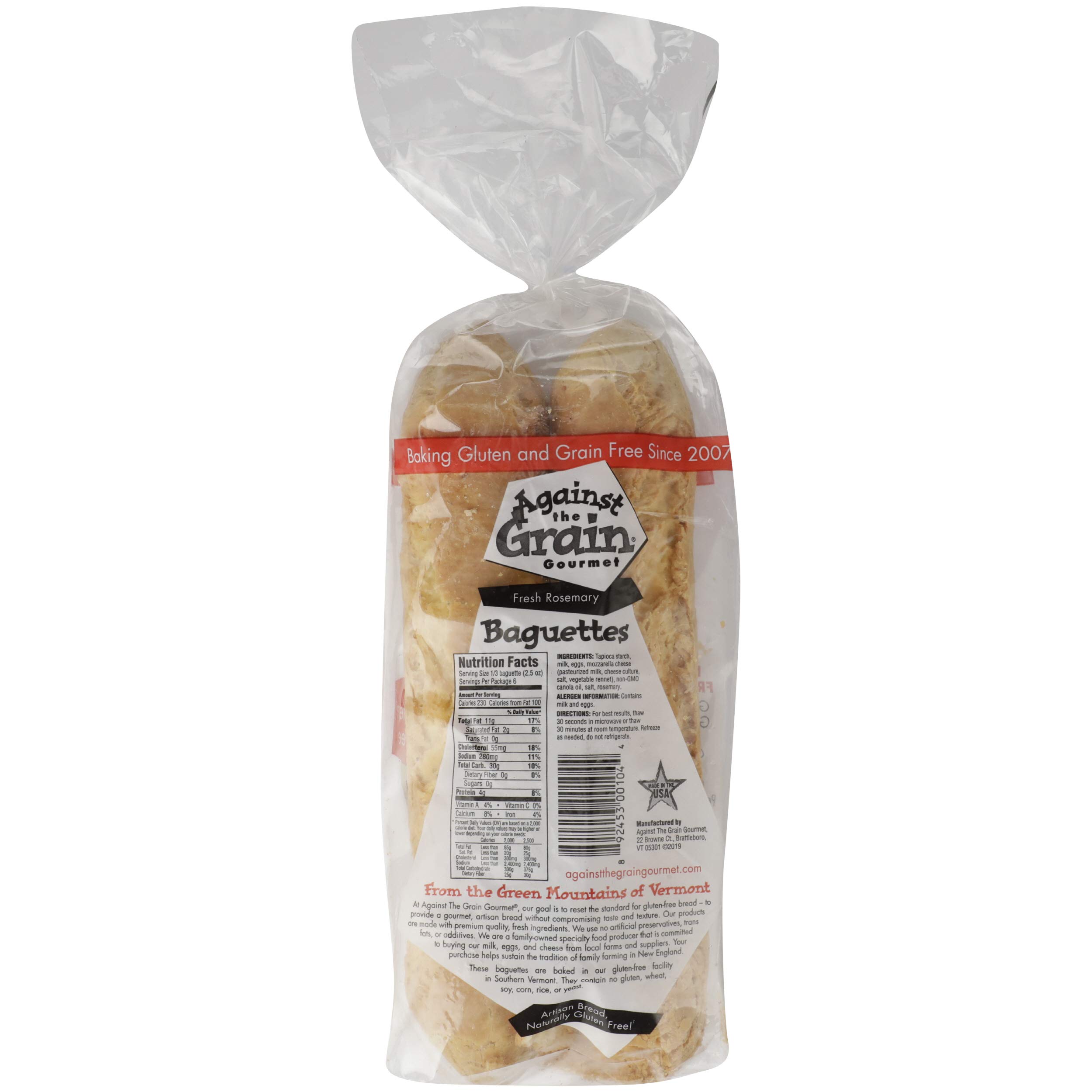 Gluten-Free Rosemary Baguette by Against The Grain - 15 oz | Artisan Bread for Low-Carb & Keto Diets | Perfect for Sandwiches, Charcuterie Boards & Holiday Meals