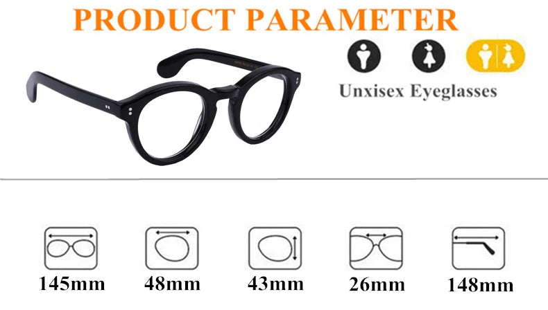 Stylish Black Unisex Acetate Full-Rim Oval Round Eyeglasses Frame 195142 - Perfect for Work, Reading & Fashion Accessories