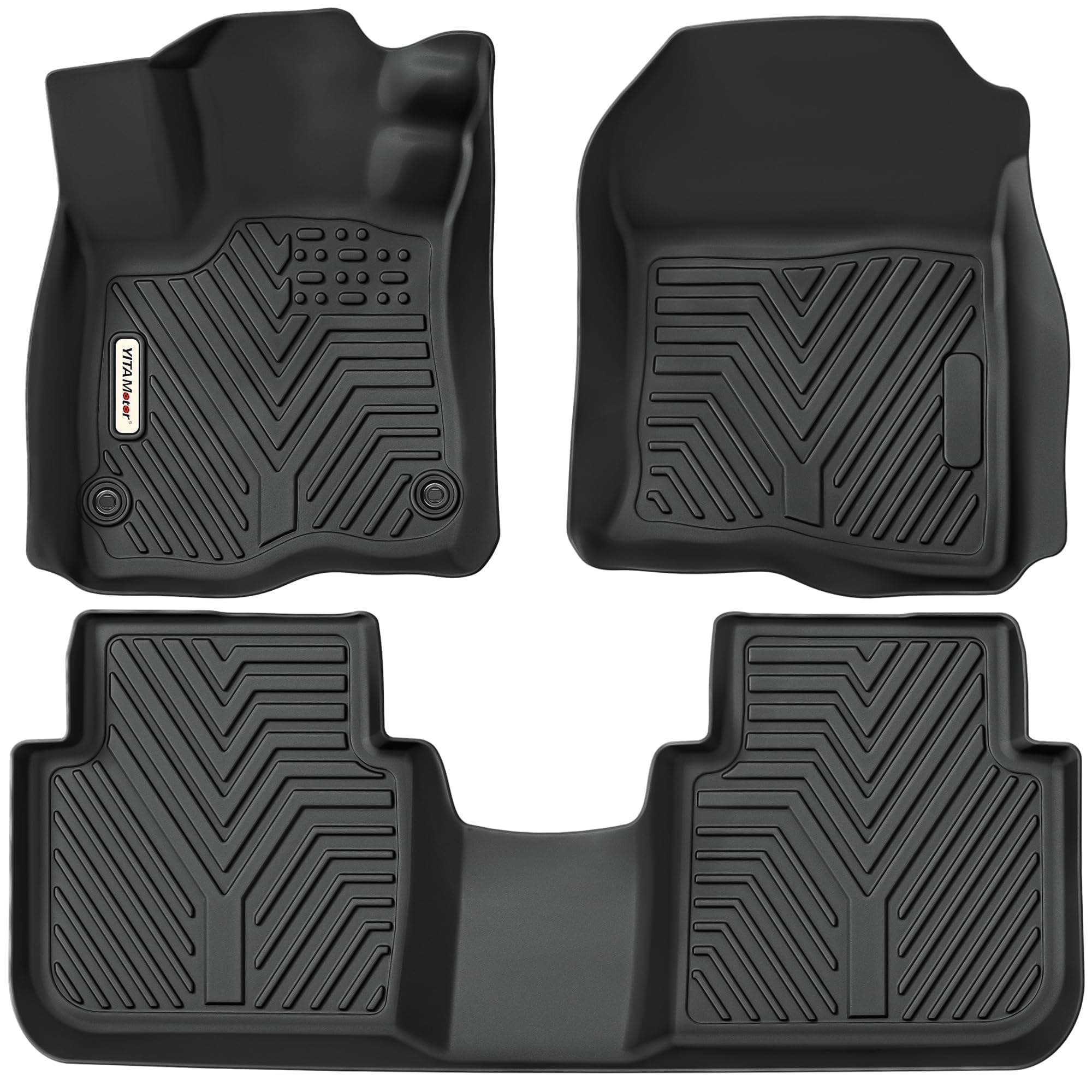 YITAMOTOR All-Weather TPE Floor Mats for Honda CR-V 2023 2024 2025 (Including Hybrid) - 1st & 2nd Row Custom Fit Car Floor Liners - Durable Black Interior Accessories for SUVs - Perfect for Winter, Rain, Mud & Everyday Protection