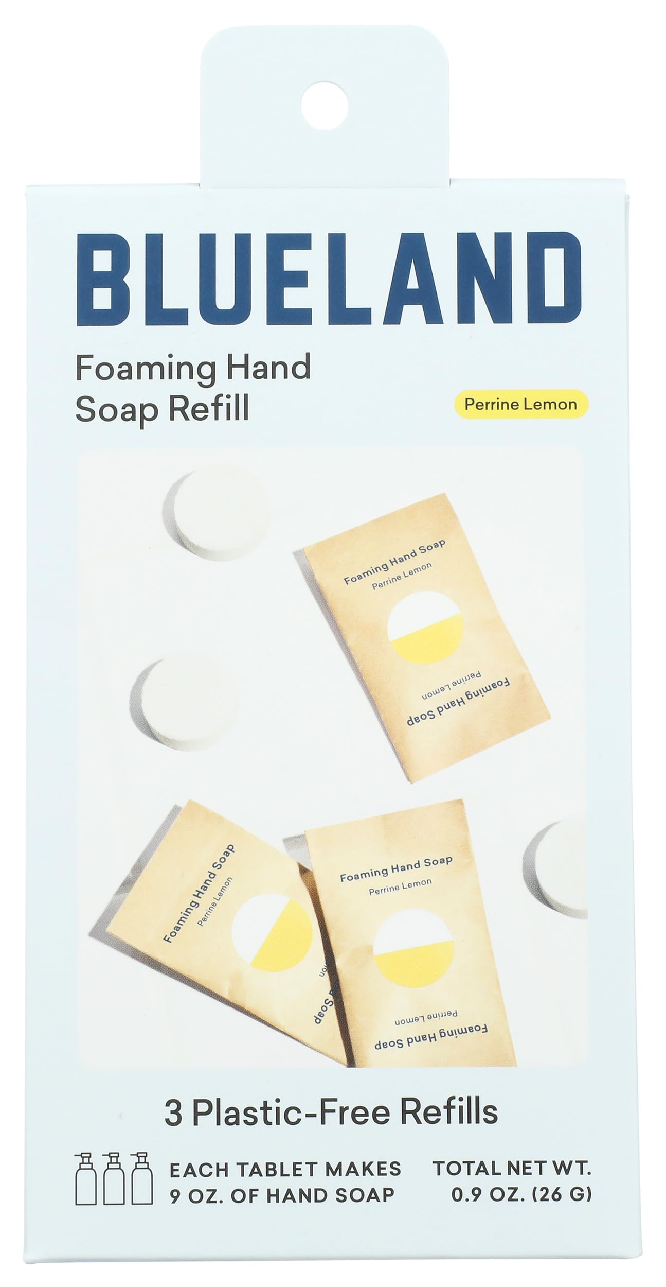 BlueLand Perrine Lemon Scented Hand Soap Refill Tablets - 3 Count (0.9 oz) | Eco-Friendly, Travel-Friendly & Perfect for Home, Office, or On-the-Go Use