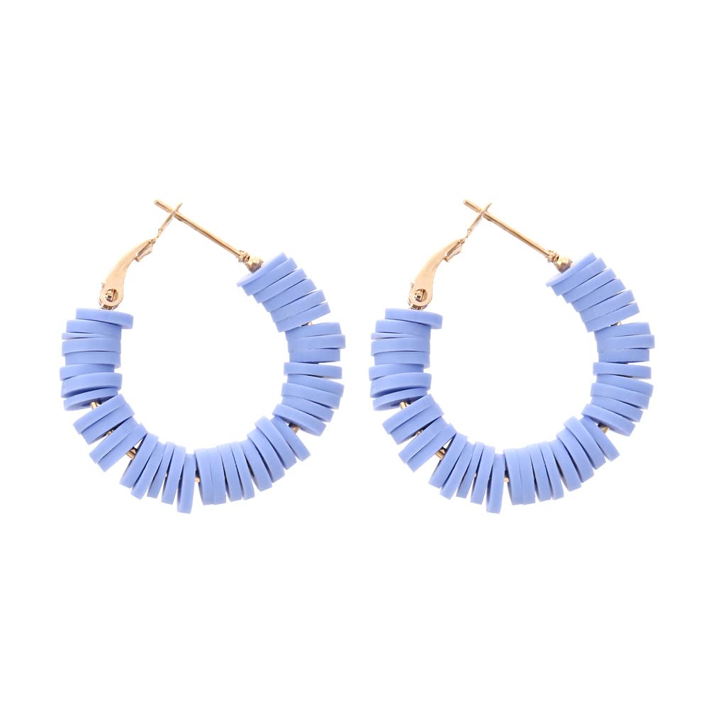 Colorful Clay Beaded Hoop Earrings for Women - Handmade Woven Summer Circle Dangle Earrings with Disc Beads | Beach Vacation Jewelry Gifts for Girls, Perfect for Boho Outfits, Music Festivals & Casual Wear