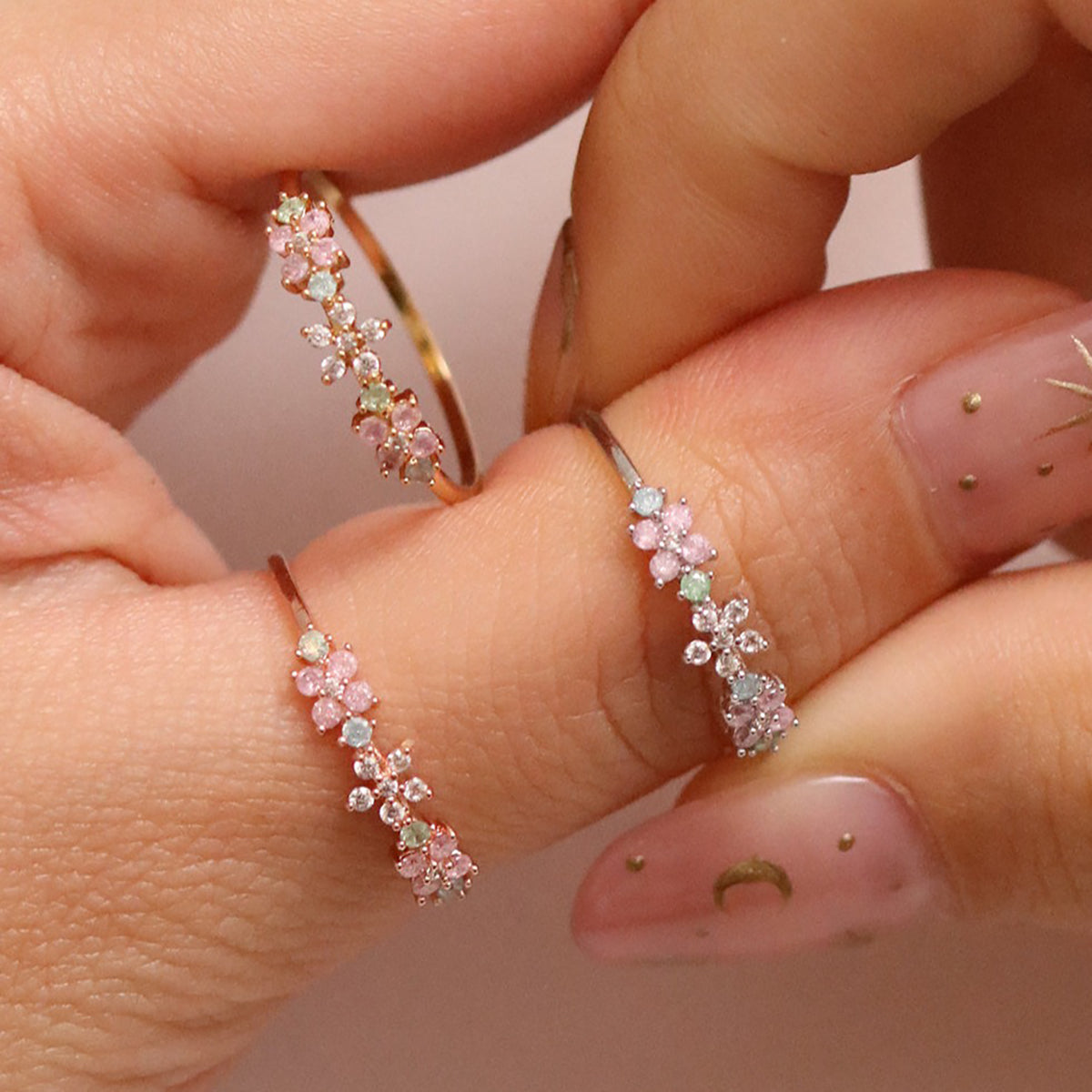 Rose Quartz Flower Jewelry Set in 14K Gold - Perfect for Valentine's Day Gifts & Romantic Occasions