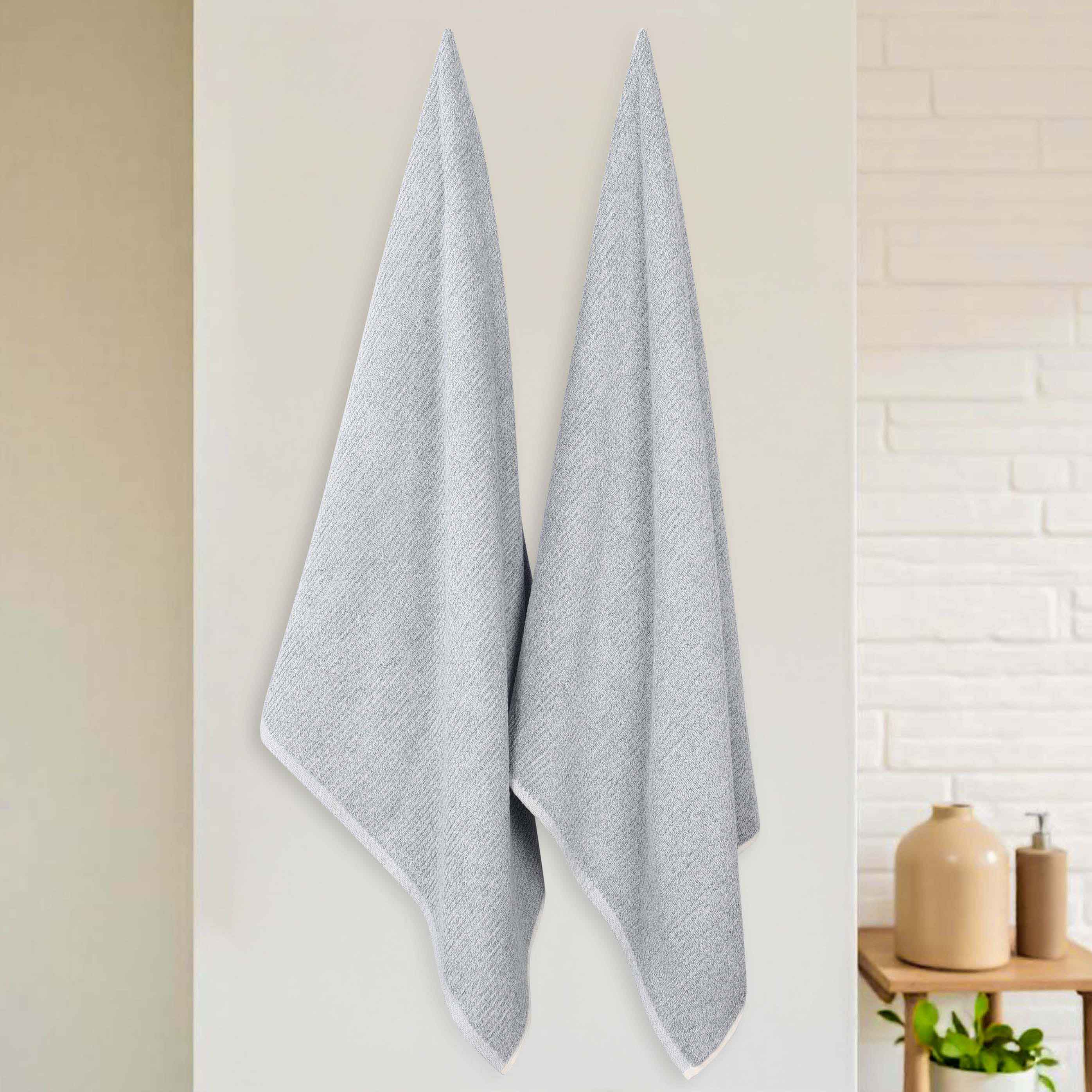 Premium Destin Cotton Blend Bath Towels Set of 2 - Ultra Soft & Absorbent Ribbed Design Bath Sheets for Spa, Gym & Luxury Home Use