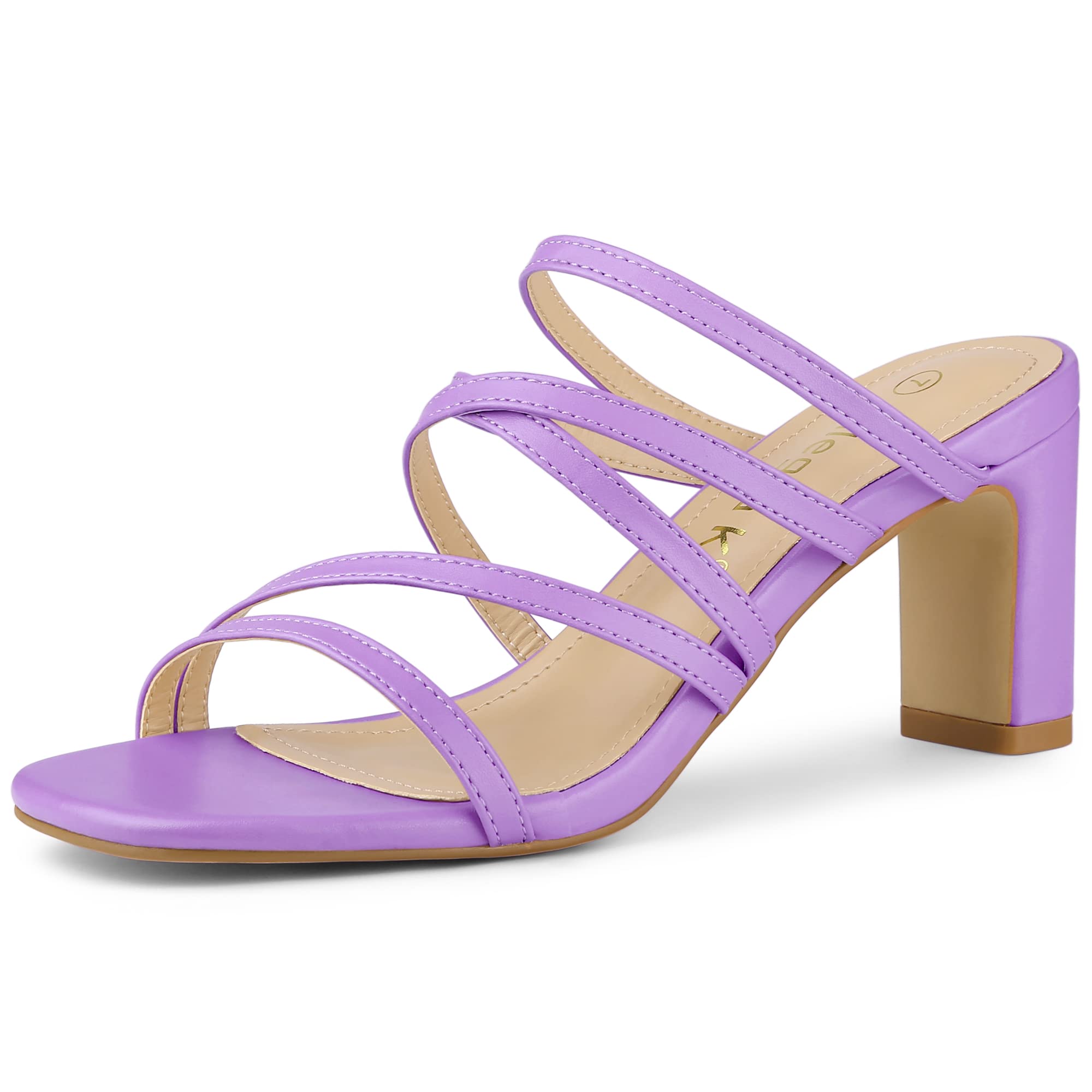 Allegra K Women's Strappy Block Heel Slide Sandals - Comfortable Summer Dress Shoes for Weddings, Parties & Office Wear