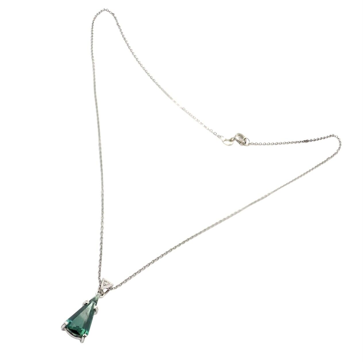 Authentic H. Stern 18K White Gold Diamond & Blue Green Tourmaline Necklace - Luxury Fine Jewelry for Women, Perfect for Weddings, Anniversaries & Special Occasions