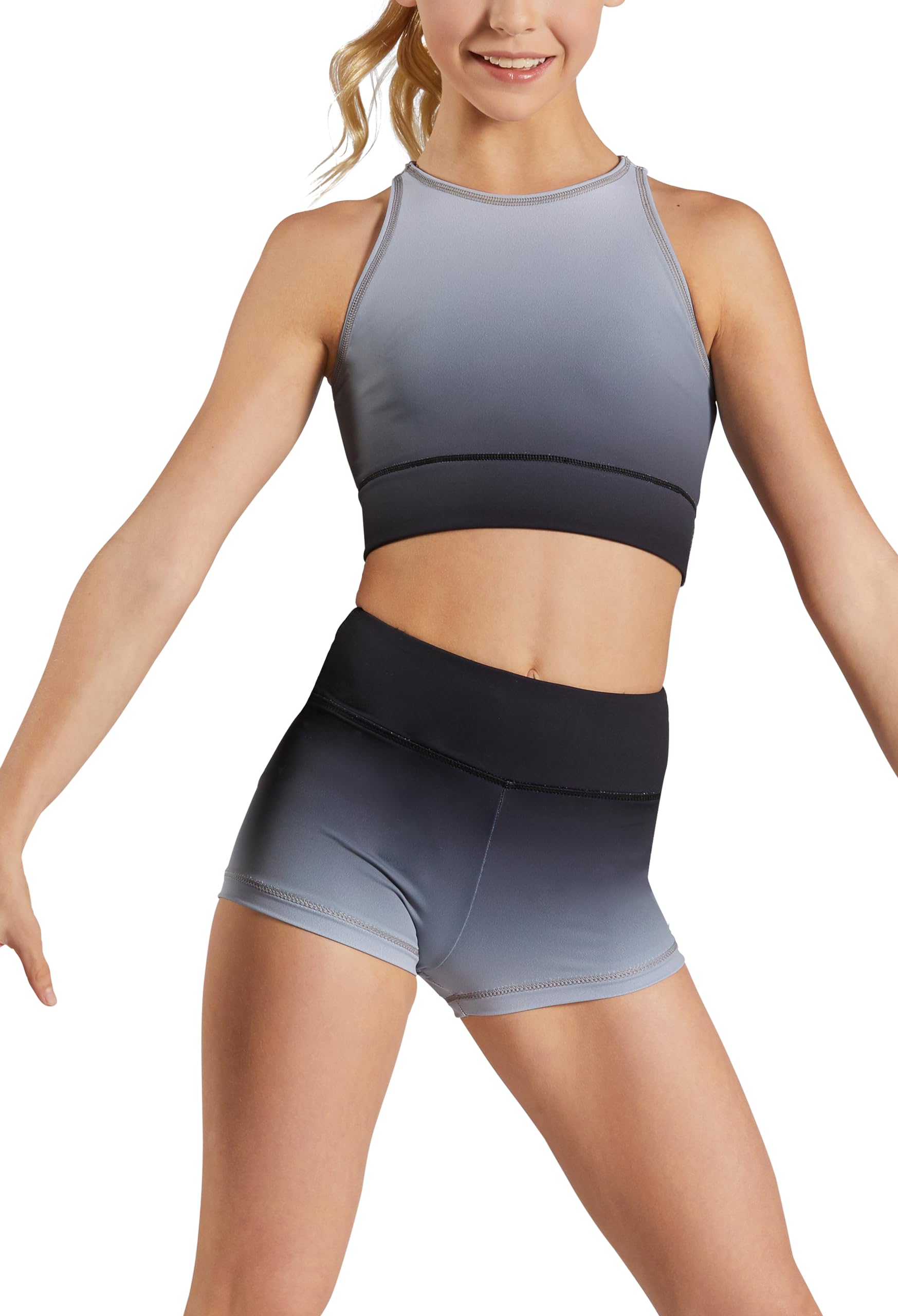 Balera Printed Crop Top with Crew Neck for Girls & Women - Soft Stretchy Dance Shirt for Yoga, Workout & Casual Wear