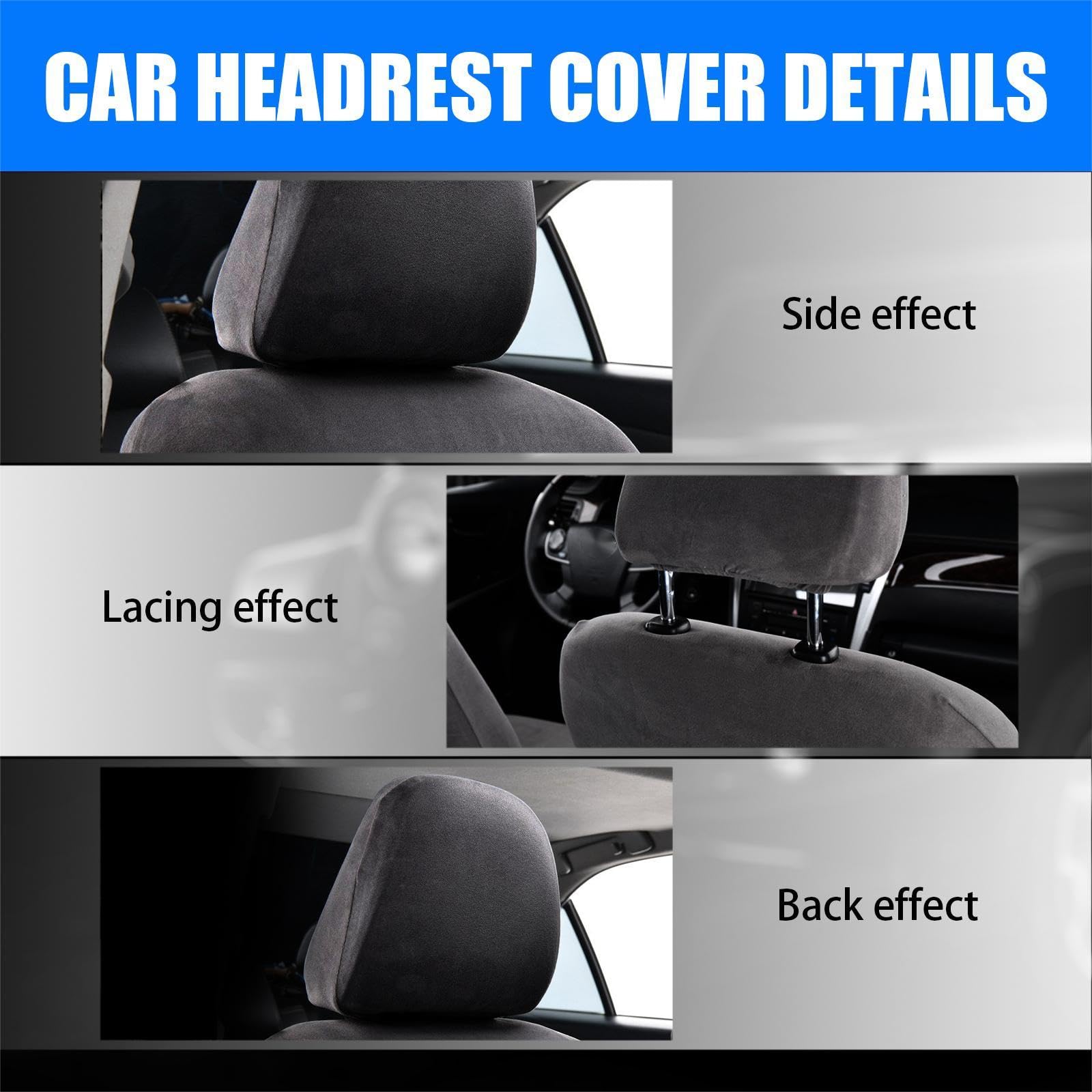 Gunhunt Pack-2 Premium Car Headrest Covers - Soft Dust-Proof Protector, Breathable Universal Replacement for Most Cars, Trucks & SUVs (Black Thick Model) | Perfect for Road Trips, Daily Commute & Interior Protection