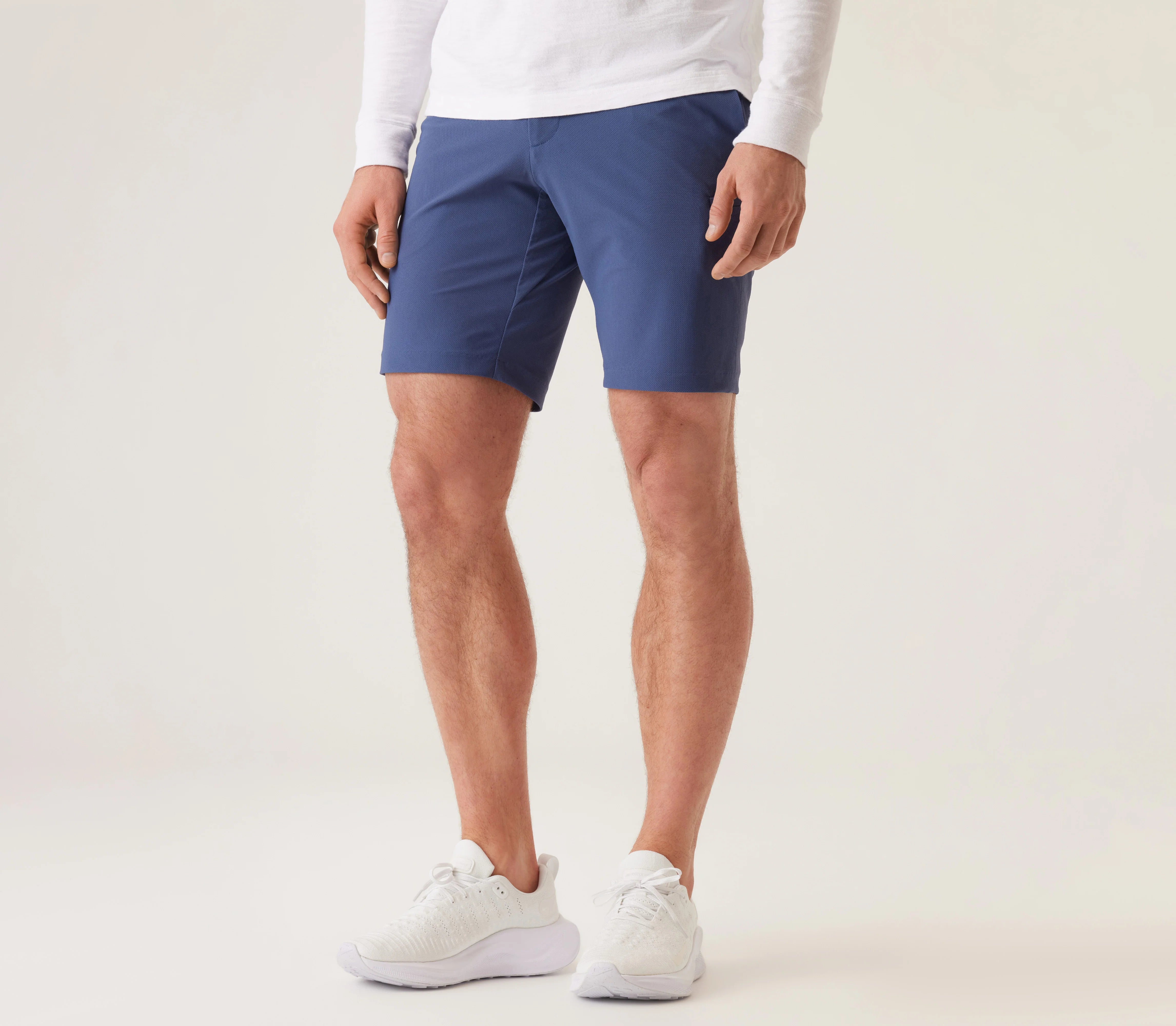 Deke Momentumn Mobile Bermuda Shorts for Men - Comfortable Pulse Pique Warp Knit Fabric - Perfect for Golf, Running & Casual Wear - Lake Blue Color