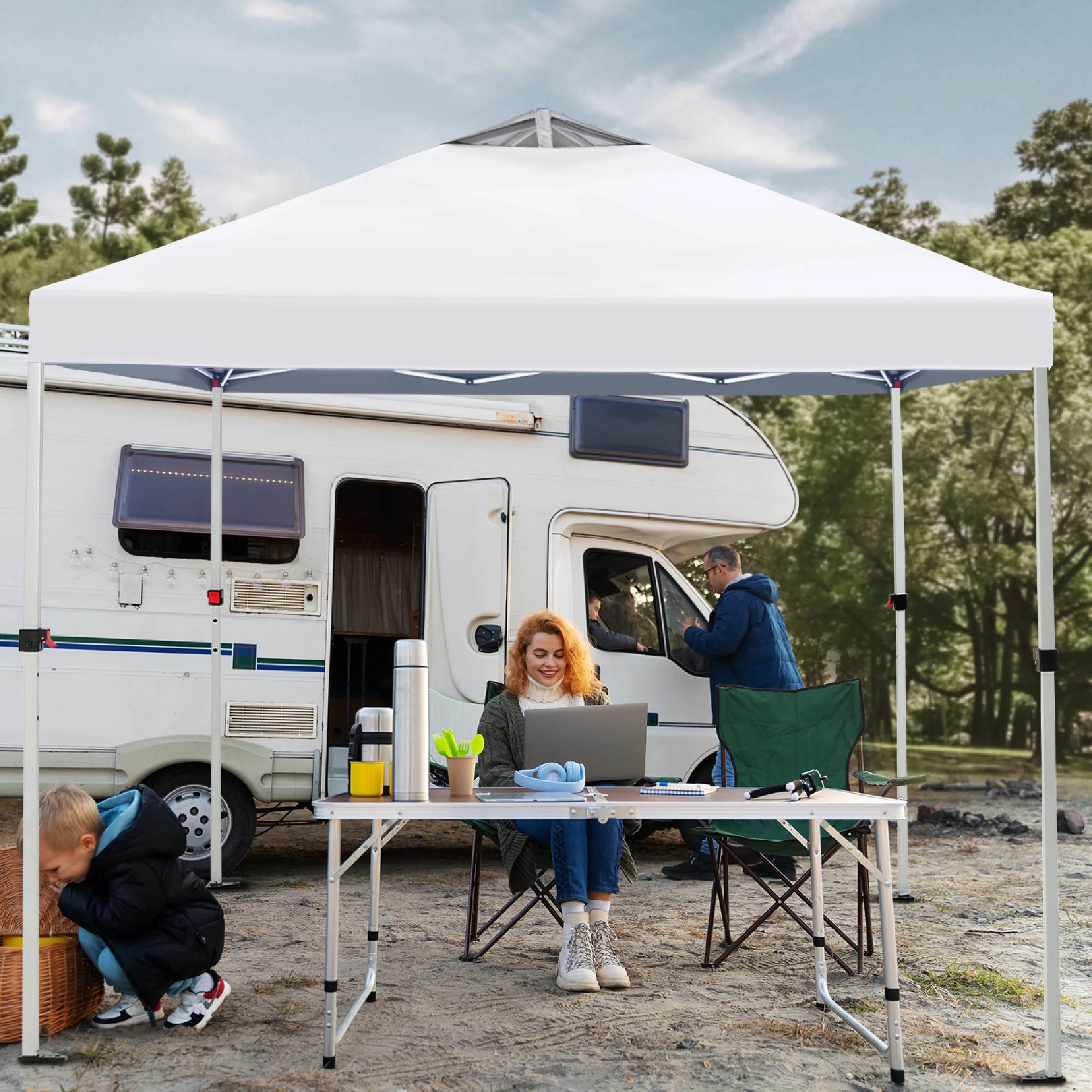 PHI VILLA 10'x10' Pop Up Canopy Tent - 3 Adjustable Heights, Portable Instant Shelter with Carry Bag - Perfect for Outdoor Events, Camping, Picnics, and Beach Parties