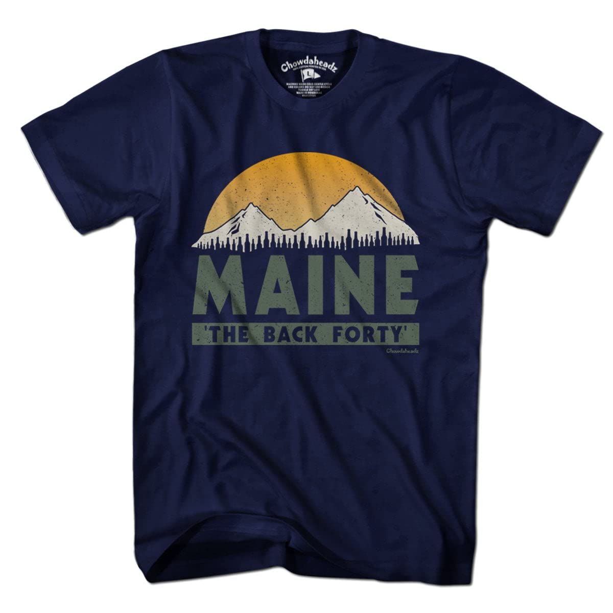 Chowdaheadz Maine 'The Back Forty' Vintage Unisex T-Shirt - Soft Cotton Blend Tee for Casual Wear & Outdoor Adventures