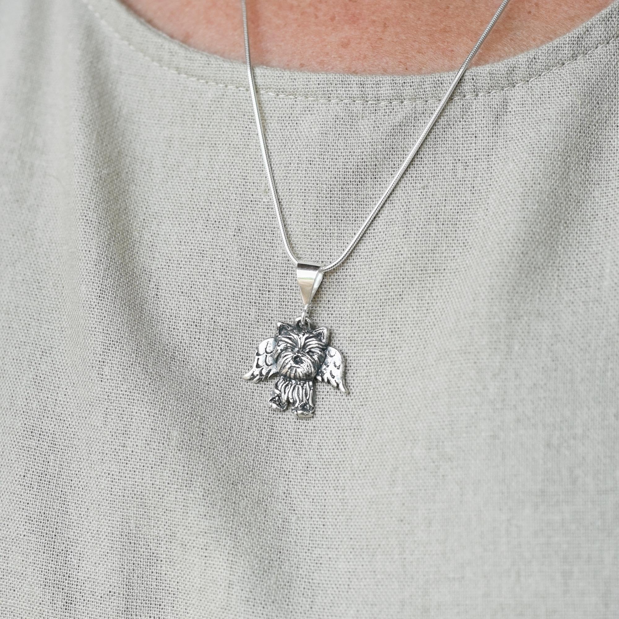 Sterling Silver Yorkie Pendant Necklace for Women - Handmade Yorkshire Terrier Dog Jewelry Gift - USA Crafted - Perfect for Birthdays, Anniversaries & Pet Lovers