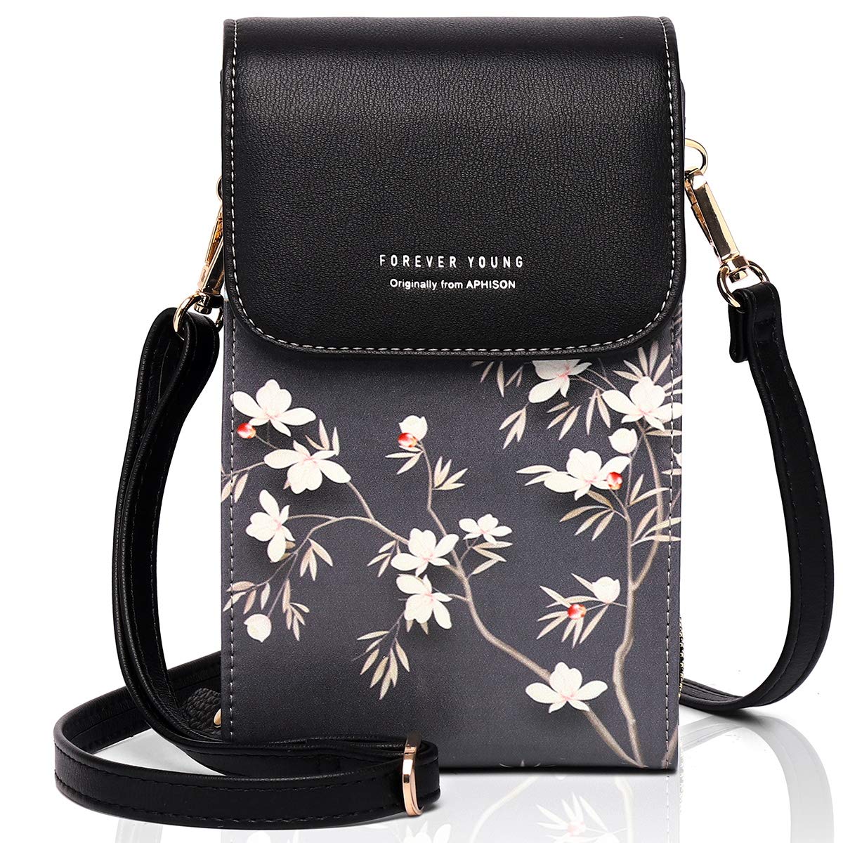 APHISON Women's Leather Crossbody Phone Purse with Butterfly Design - Stylish & Secure Cell Phone Bag for iPhone, Samsung - Perfect for Shopping, Travel & Daily Use