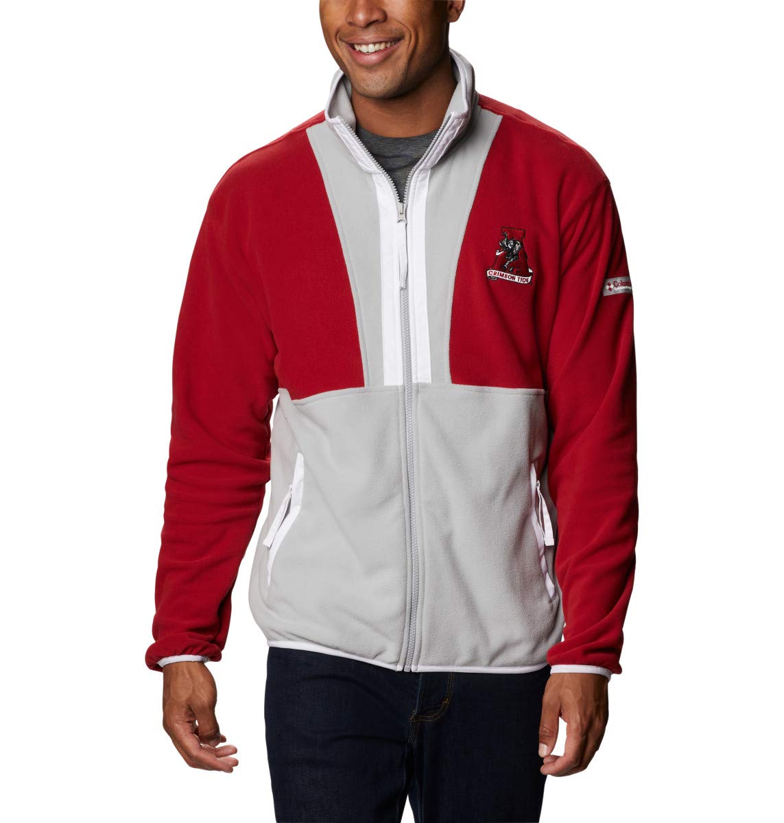 Columbia Men's Back Bowl Fleece Jacket - Lightweight, Warm & Comfortable, Red Velvet/Columbia Grey/White, Large - Perfect for Hiking, Camping & Outdoor Adventures