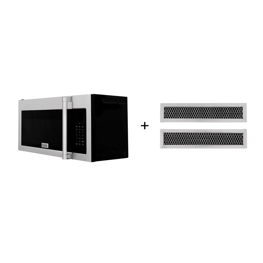 ZLINE 30 Inch 1.5 Cubic Feet Over The Range Microwave Oven - Stainless Steel Finish with Traditional Handle & 2 Charcoal Filters (MWO OTRCFH 30 SS) | Perfect for Modern Kitchens, Small Spaces & Quick Meal Prep