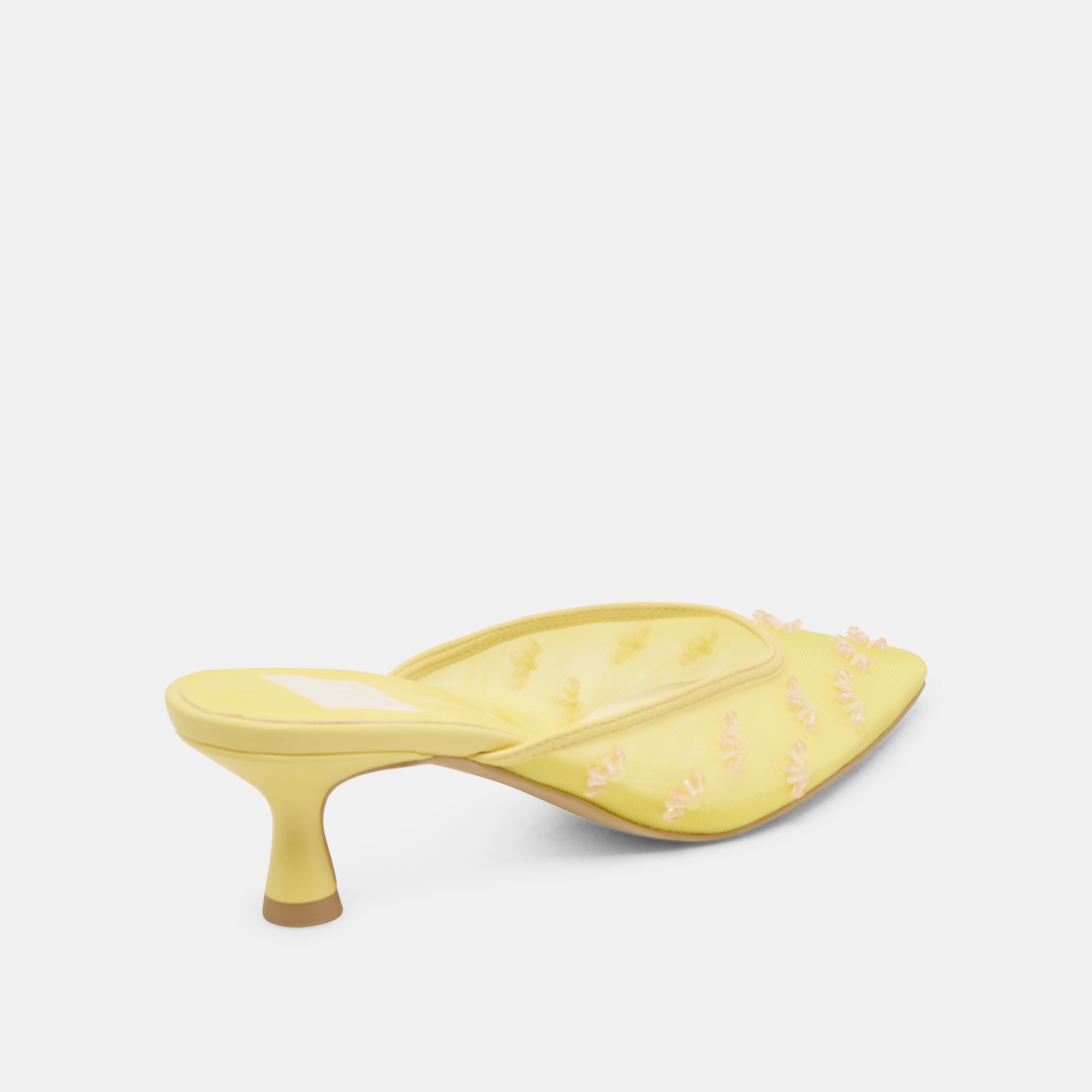 CLARA Women's Wide Heel Sandals - Comfortable Mesh Lemon Color Summer Shoes for Beach, Party & Casual Outings