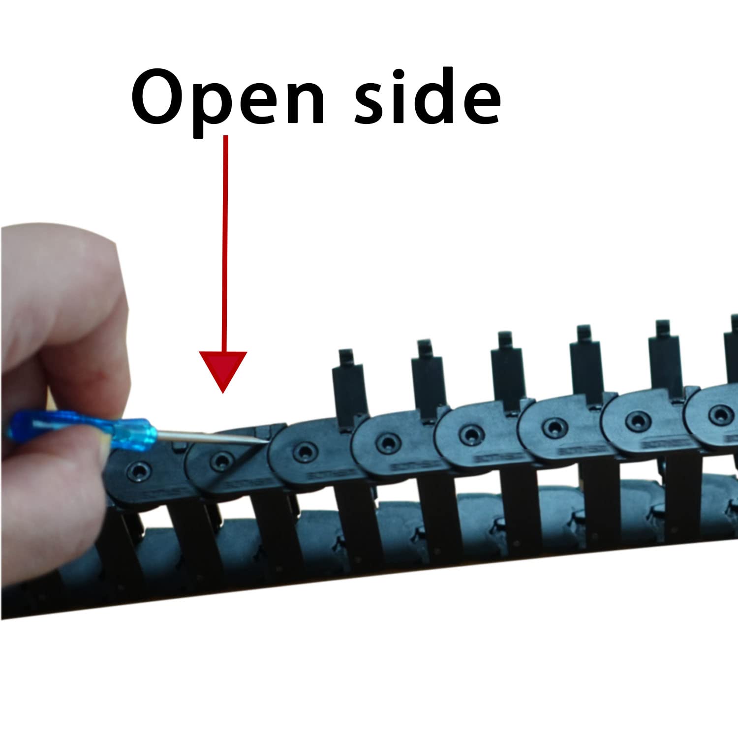 10x15mm Black Plastic Drag Chain Cable Carrier for 3D Printer, Laser & CNC Machines - 1M Length with End Connectors & Side Openings | Cable Management Solution for Robotics, Industrial Equipment & DIY Projects