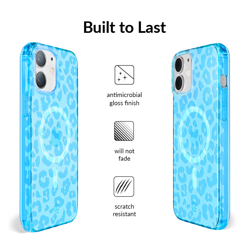 Aqua Blue Leopard Print iPhone Case - Stylish Protective Cover for iPhone 13/14/15 Pro Max | Durable Slim Fit Design for Everyday Use, Work & Travel