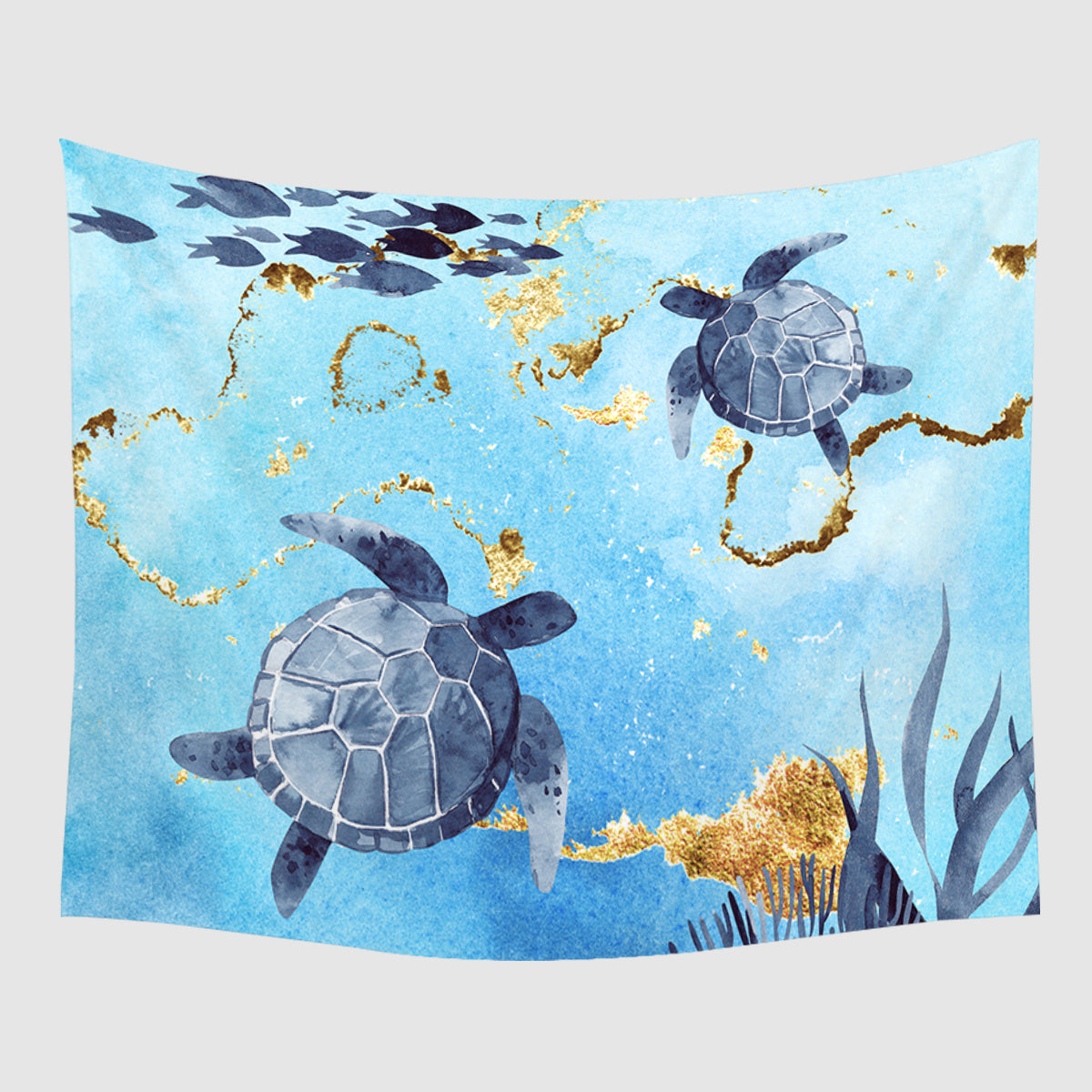 Golden Sea Turtle Bay Tapestry Wall Hanging - Ocean Themed Beach Decor for Bedroom, Living Room, Dorm - Perfect for Boho, Coastal, Nautical Home Decor