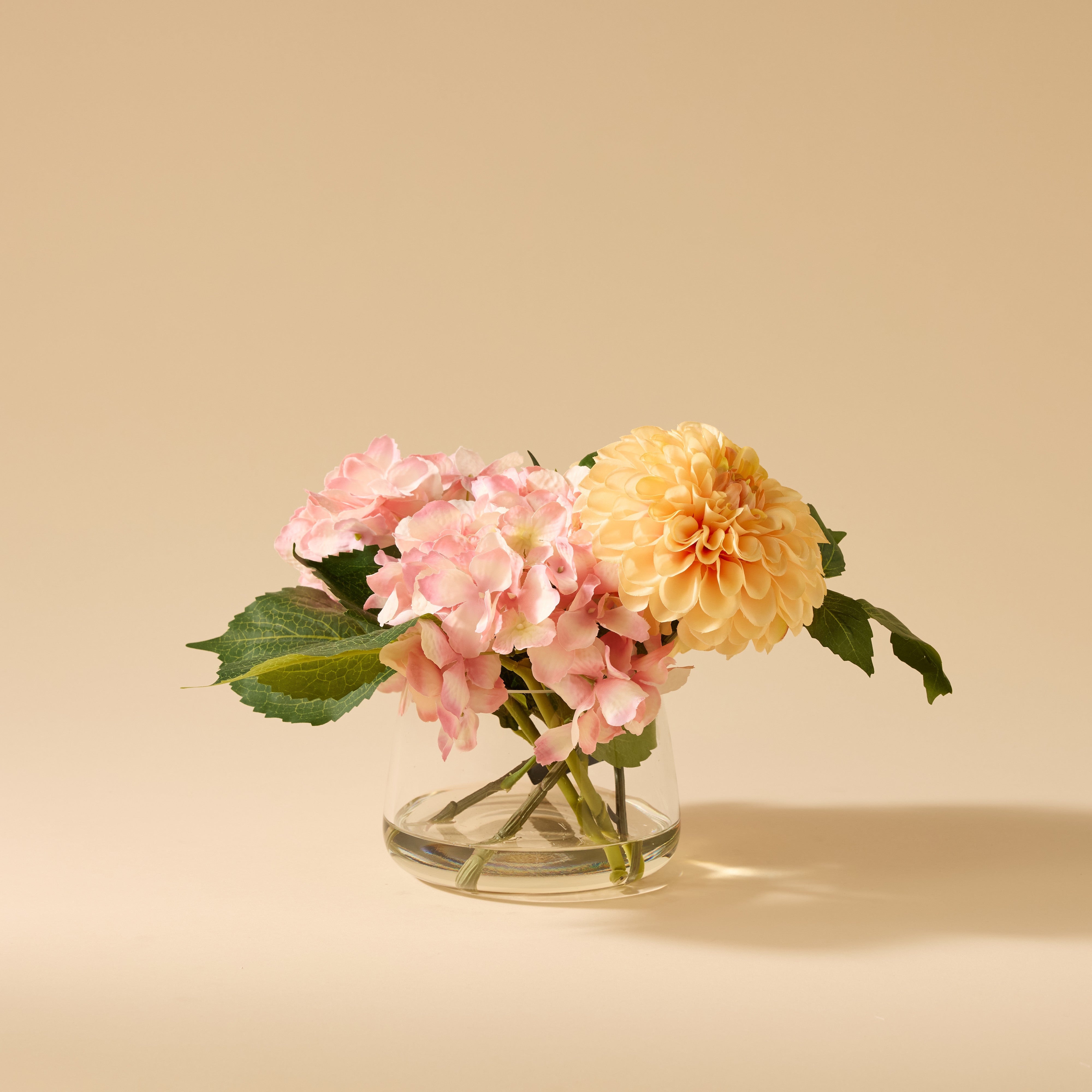 Artificial Chrysanthemum and Hydrangea Flower Arrangement in Classic Bowl - Orange & Pink Home Decor (23cm) | Perfect for Centerpieces, Wedding Decor, and Living Room Accents