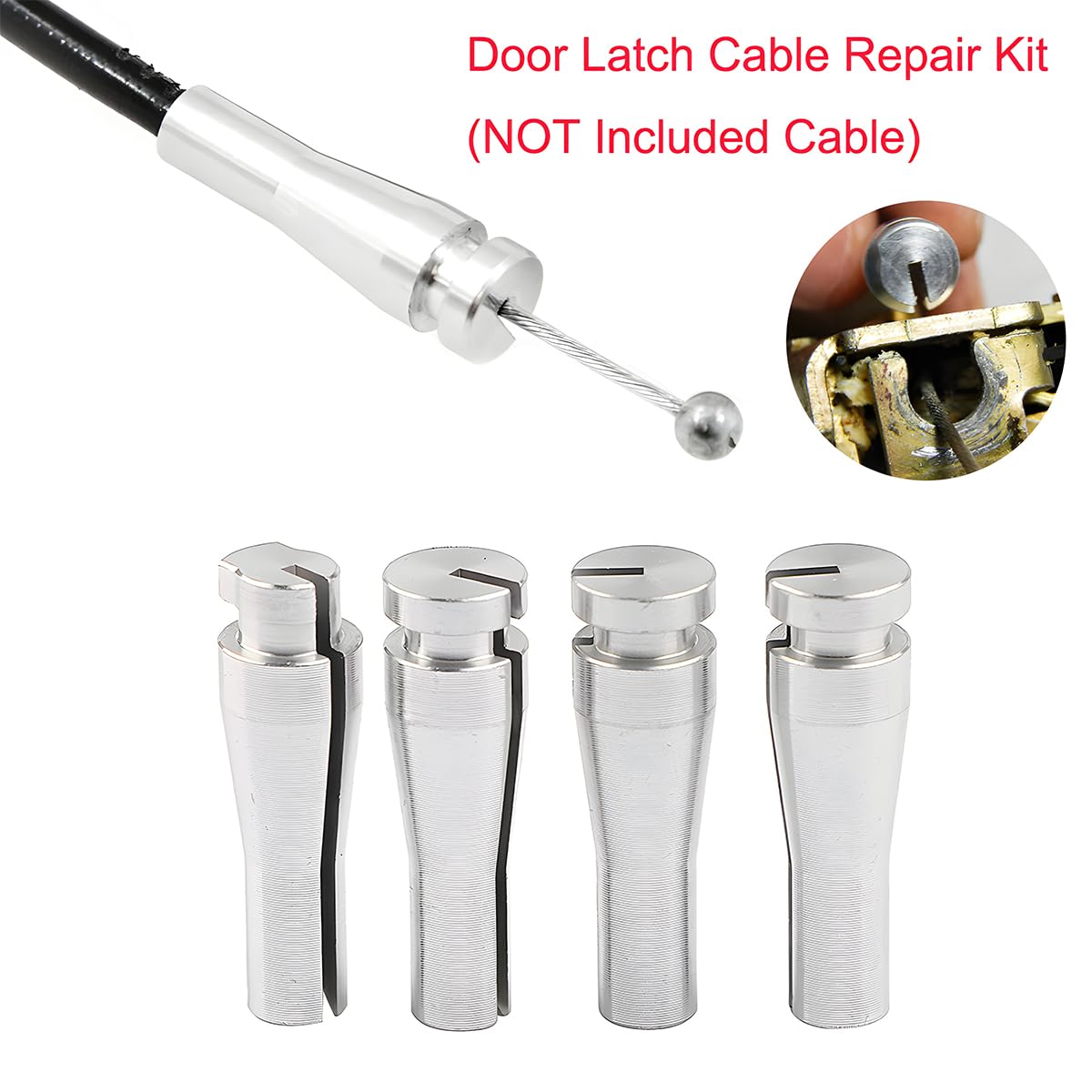 Zipelo 8 Ends Door Cable Repair Kit - Car Rear Door Lock Cable Replacement Set with Aluminum Latch End - Universal Auto Accessories for Ford, Chevy, Toyota - Perfect for DIY Car Repairs & Lock Maintenance