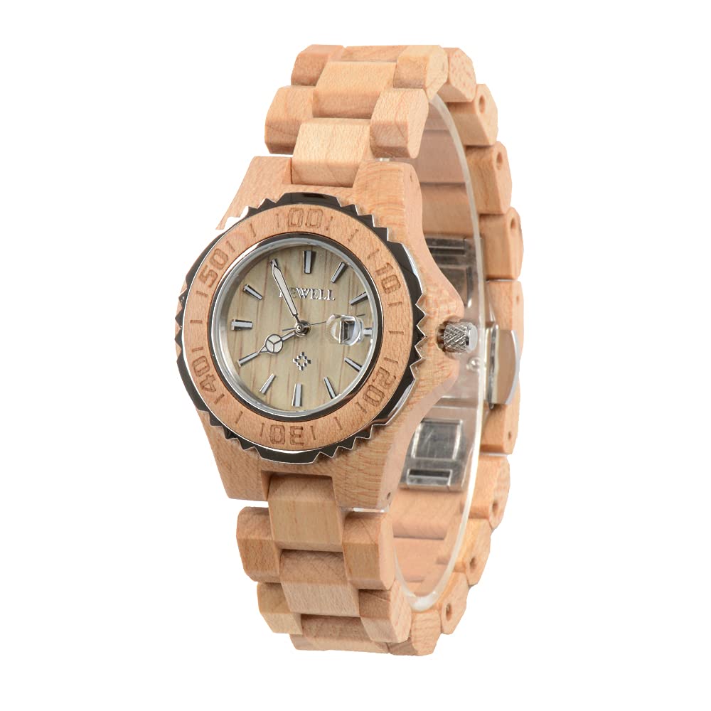 Bewell Handcrafted Wooden Watch for Men & Women - Lightweight Quartz Analog Wood Watch - Perfect for Couples, Gifts & Eco-Friendly Fashion