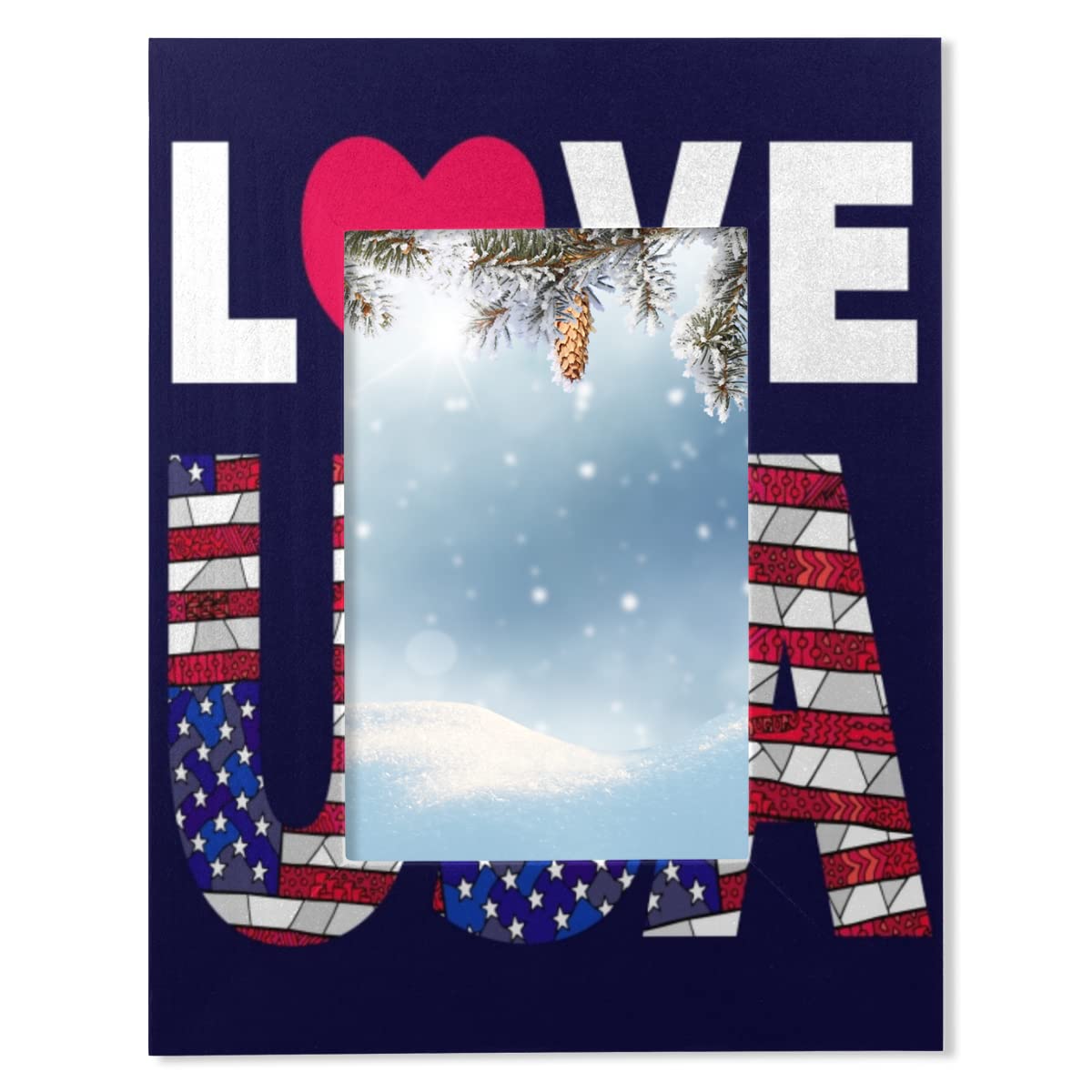 4x6 American Flag Wood Photo Frame - Tabletop Display for Home & Office Decor