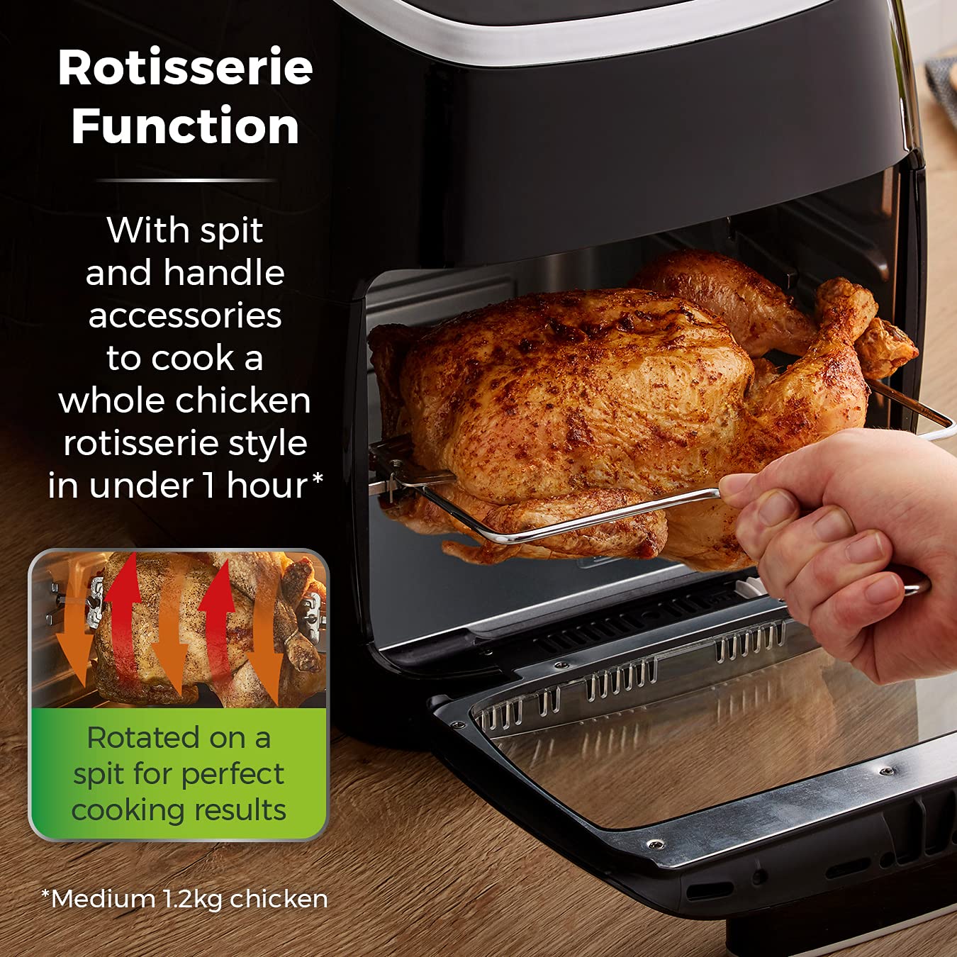 Tower T17039 Xpress Pro 5-in-1 Digital Air Fryer Oven - 11L Large Capacity, 2000W Rapid Air Circulation, 60-Minute Timer, Black - Perfect for Healthy Frying, Baking, Roasting & Reheating Meals for Family Gatherings