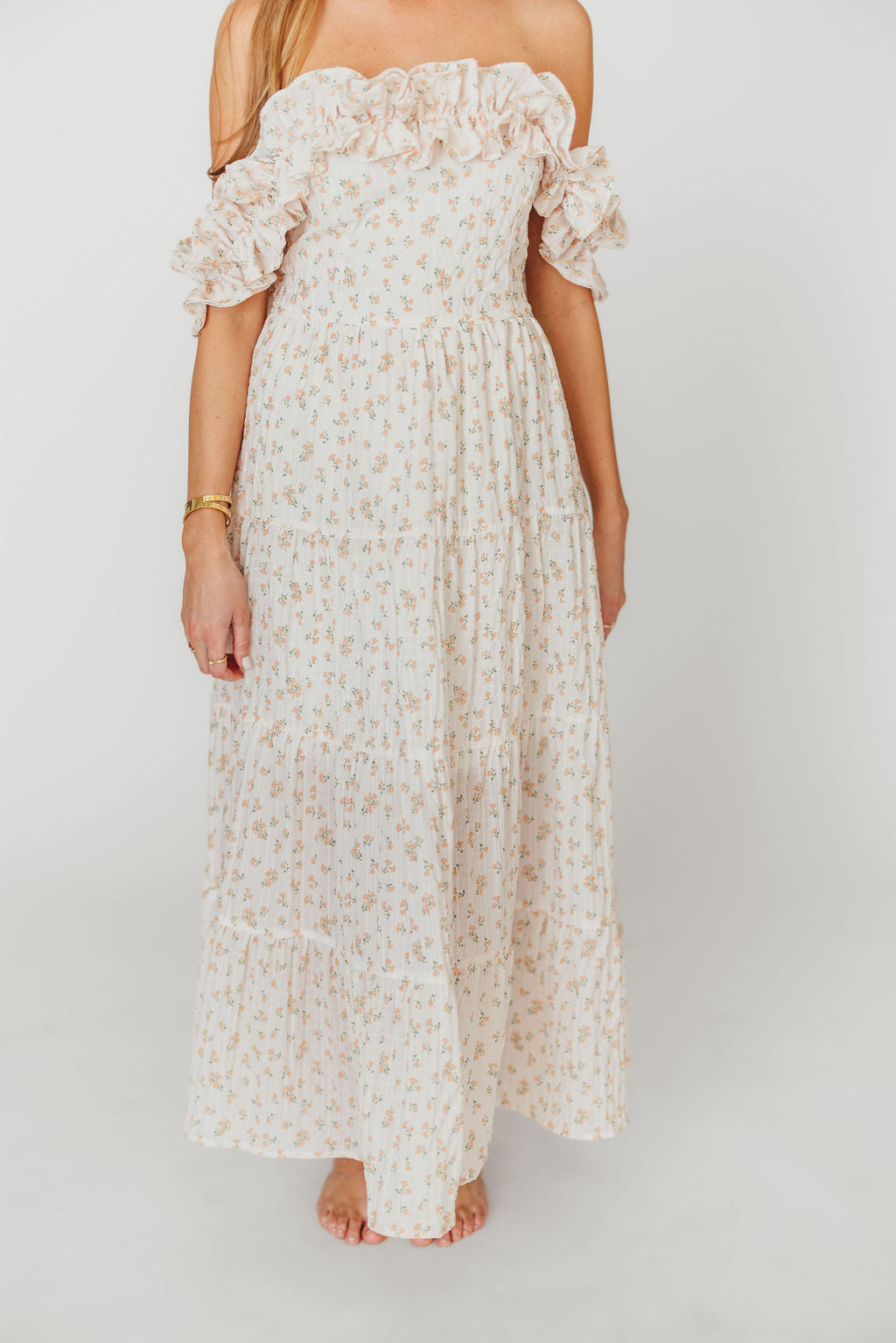 Margot Maxi Dress in Peach Floral - Elegant Summer Flowy Dress for Women | Perfect for Beach Vacations, Weddings & Date Nights