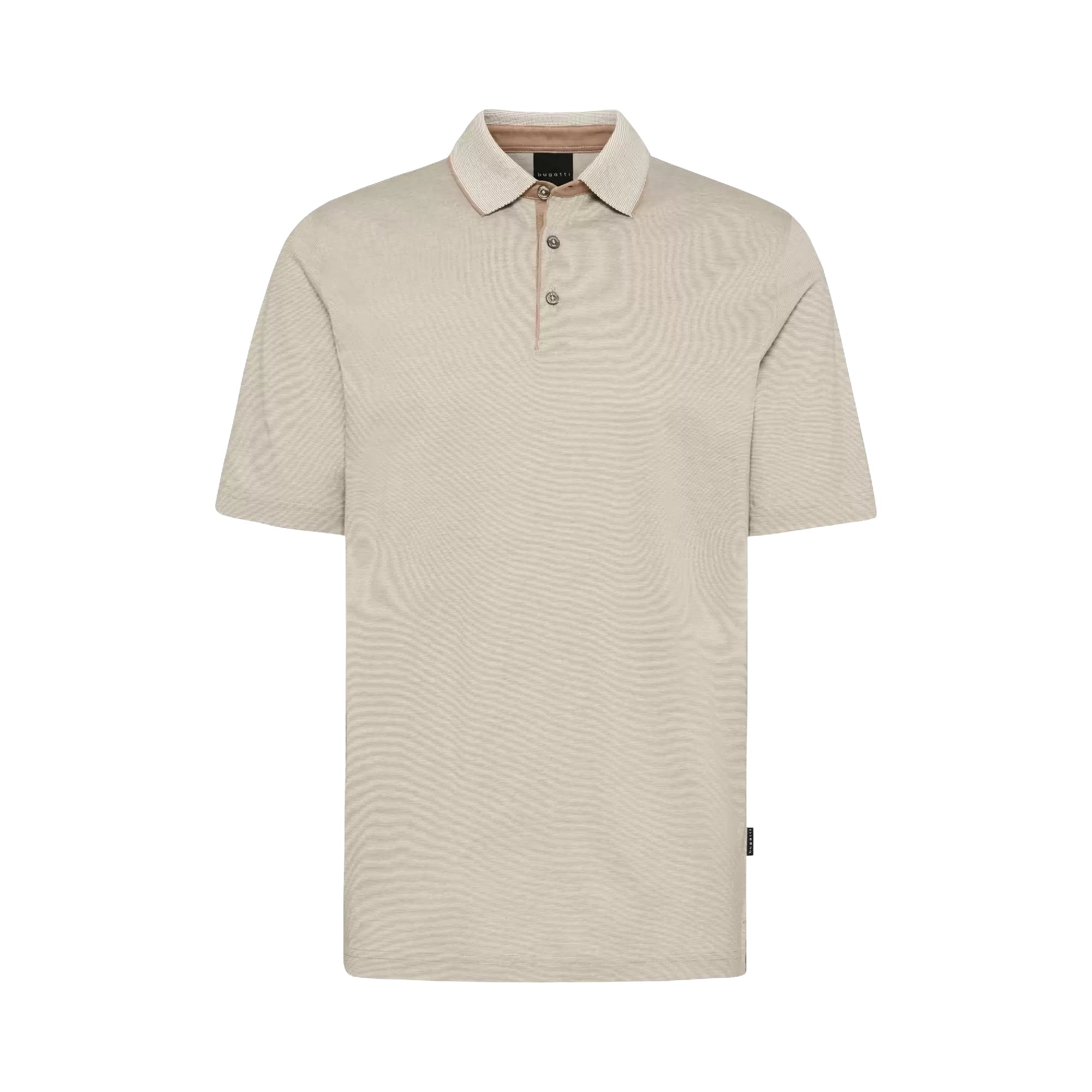 BUGATTI Men's Short Sleeve Button-Down Polo Shirt in Cream - Perfect for Golf, Casual Outings & Summer Wear