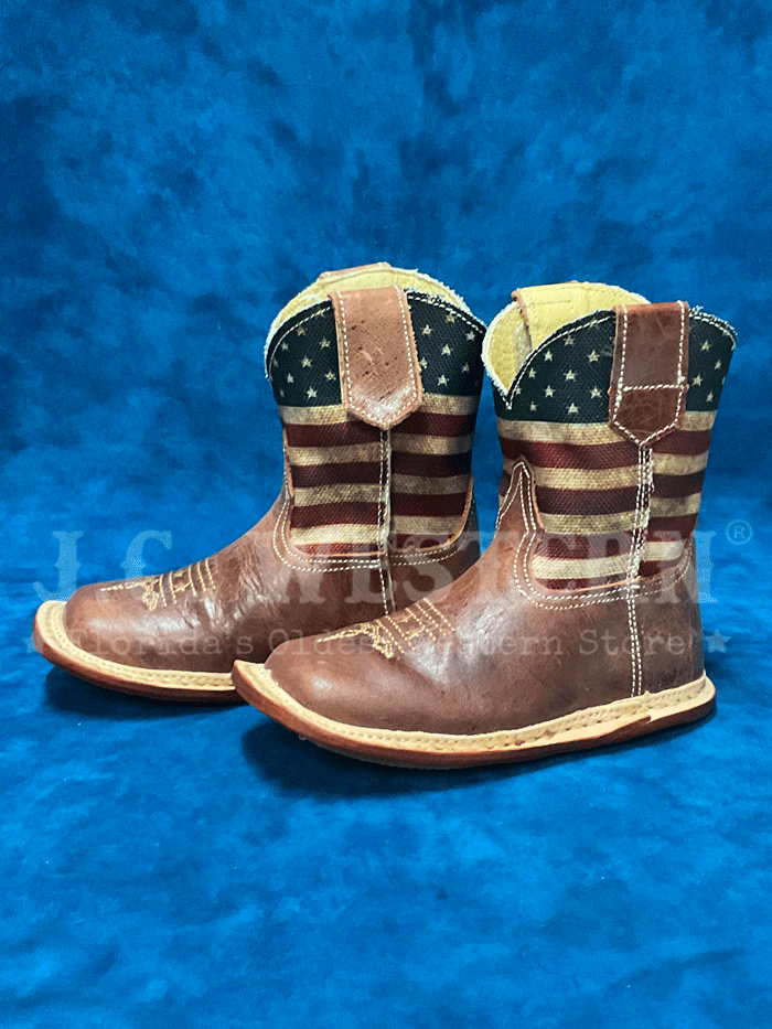 Roper Cowbabies American Flag Boots for Infants - Brown 09 016 7912 1368 | Western Style Baby Booties for Boys & Girls, Perfect for 4th of July, Rodeos & Country-Themed Outfits