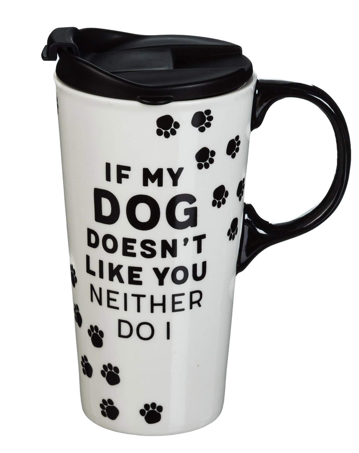 Insulated Ceramic Travel Mug for Coffee & Tea - 5 x 7 x 4 Inches, Funny 'My Dog Doesn't Like You' Design for Pet Lovers - Perfect for Commuting, Camping & Office Use