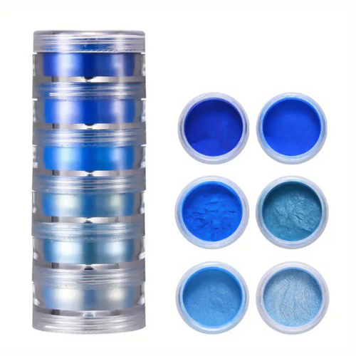 Vibrant Blue Art Powder Pigments Set of 6 - Professional Grade Watercolor & Acrylic Paint for Artists, DIY Crafts, Scrapbooking & Home Decor Projects
