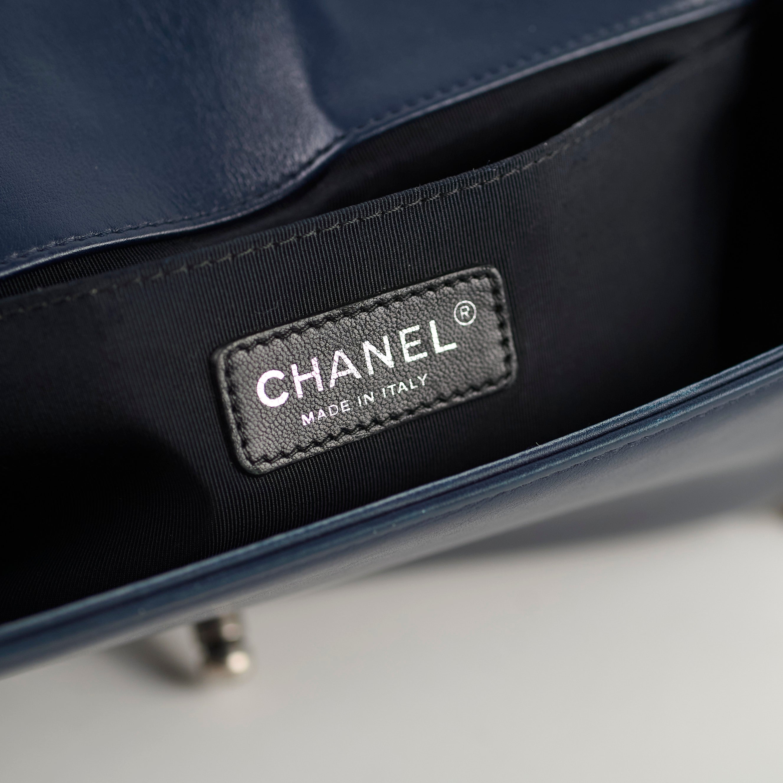 Chanel Old Medium Boy Bag in Navy with Studded Details - Luxury Crossbody Bag for Women, Perfect for Parties & Evening Events