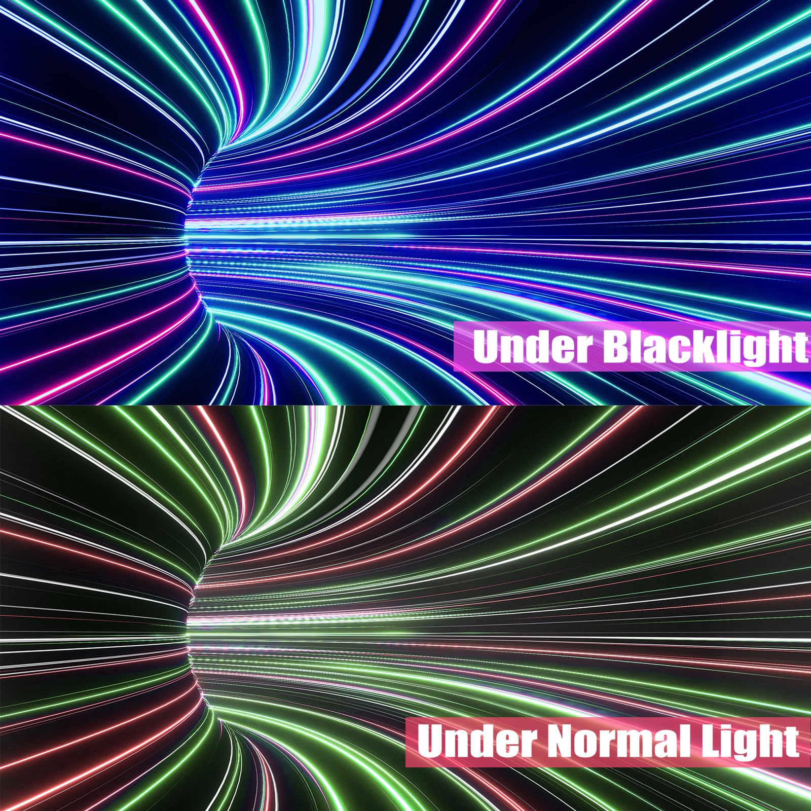 Honcet Black Light 3D UV Reactive Space Tapestry - 51