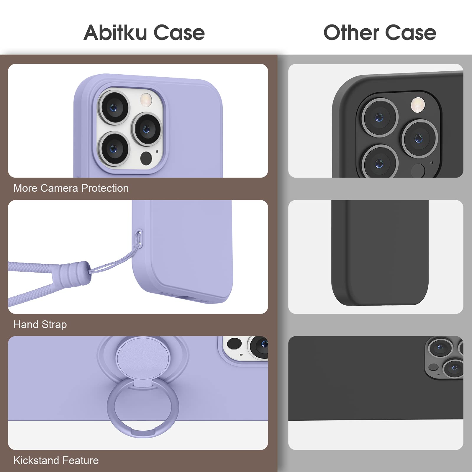 Abitku iPhone 13 Pro Max Case (6.7 inch 2021) - Premium Silicone Cover with 360° Ring Kickstand & Magnetic Car Mount Support | Includes Microfiber Cloth | Full Body Protection | Purple | Perfect for Work, Travel & Daily Use