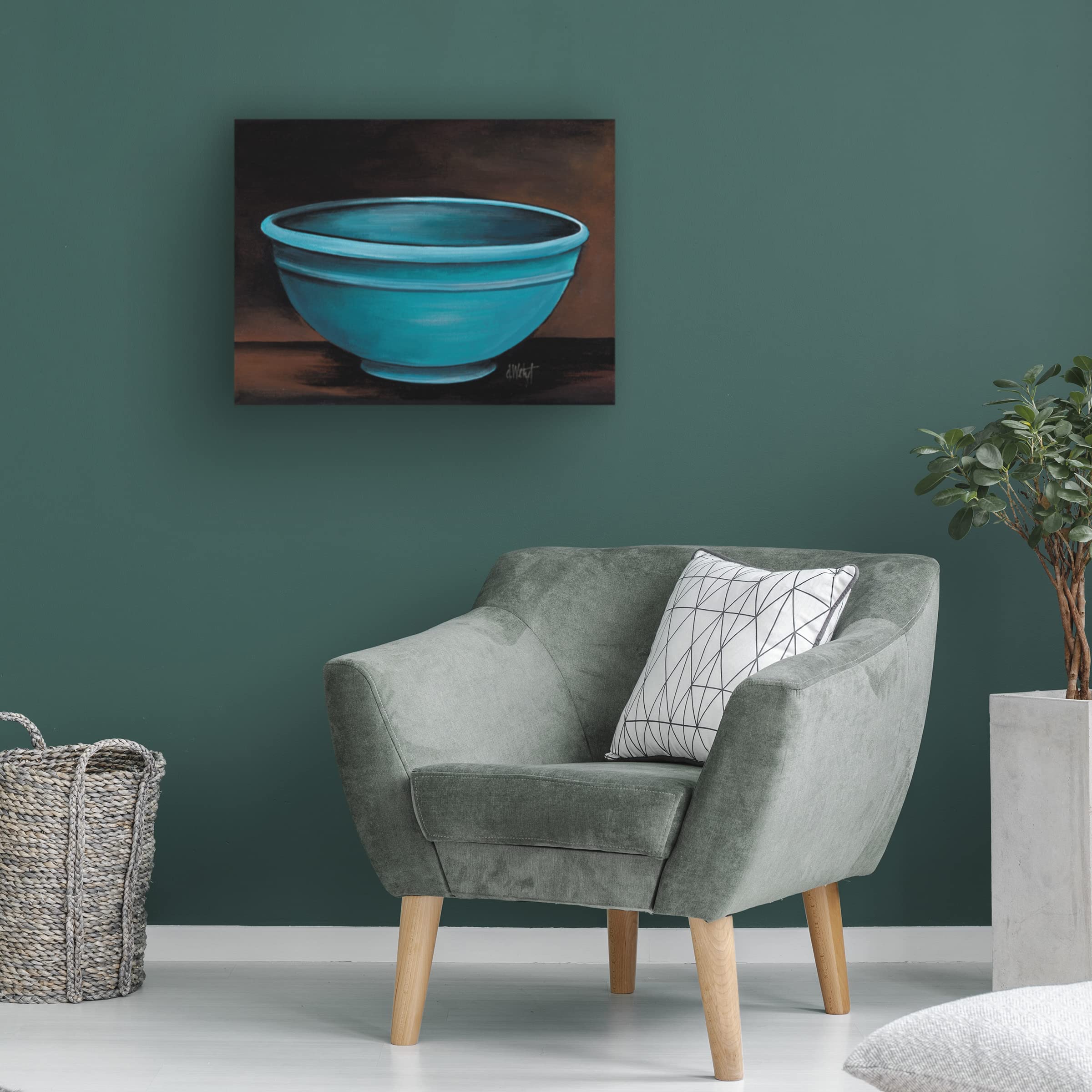 Debbi Wetzel Turquoise Bowl Canvas Wall Art Print - Modern Home Decor for Living Room, Bedroom & Office - Trademark Fine Art Collection