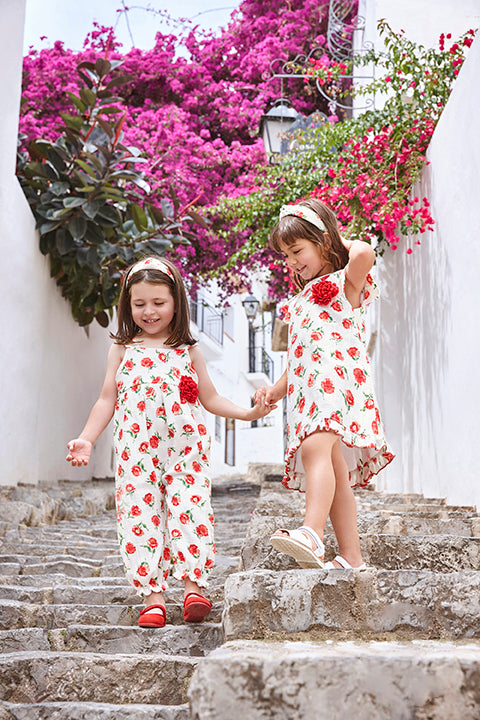 Primrose Red Floral Jumpsuit for Women - Elegant One-Piece Romper with Pockets | Perfect for Summer Outfits, Beach Vacations & Date Nights