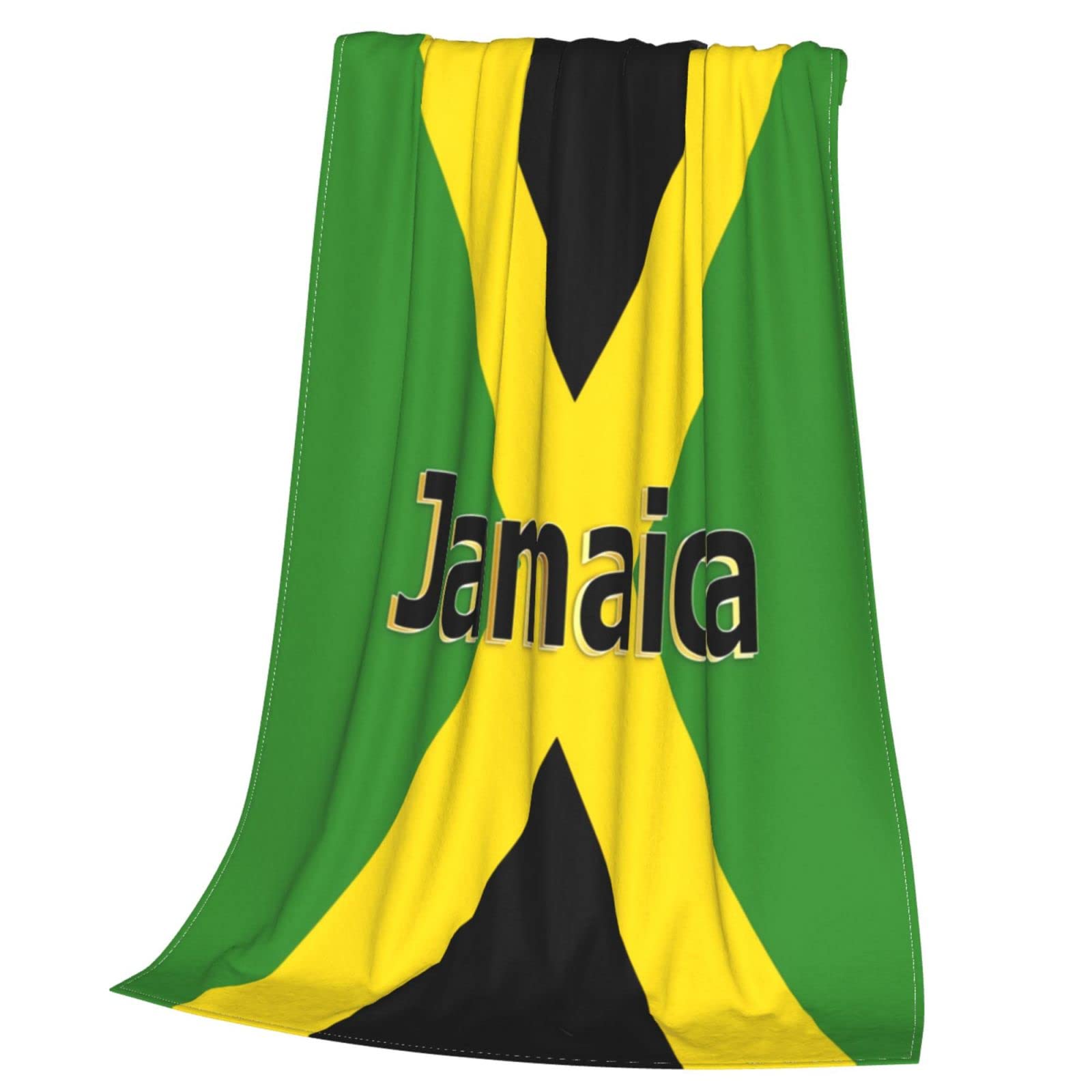 Retro Jamaican Flag Fleece Throw Blanket - Soft, Cozy & Warm 80