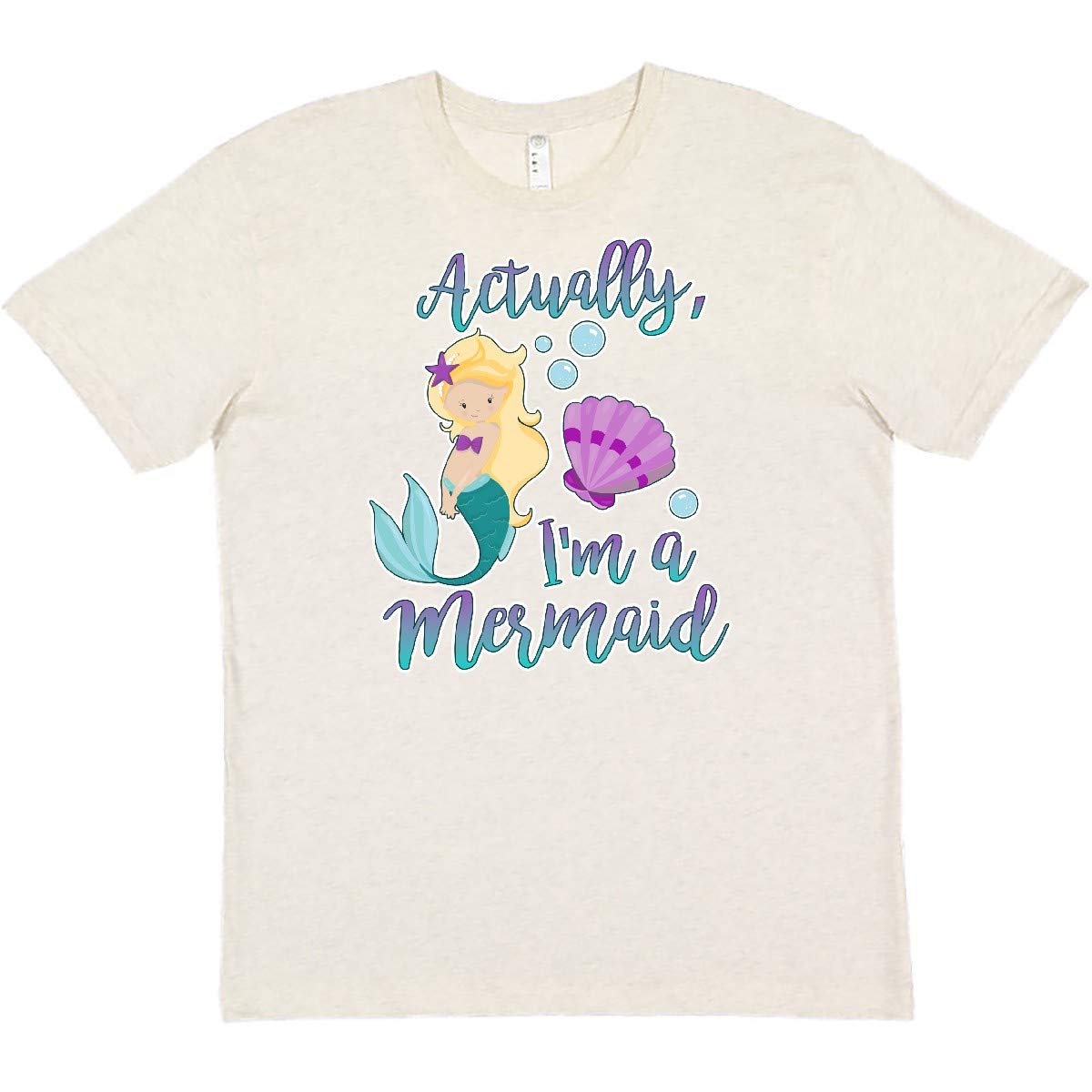 Inktastic 'Actually I'm a Mermaid' Women's Graphic Tee with Seashell & Bubble Design - Perfect for Beach Vacations, Pool Parties & Summer Outfits