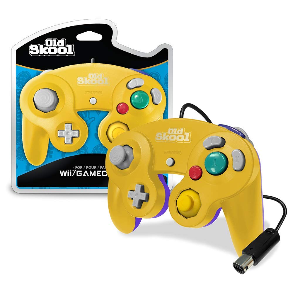 GameCube & Wii Controller - Yellow & Purple Special Edition | Compatible with Old Skool Games | Perfect for Retro Gaming & Multiplayer Sessions