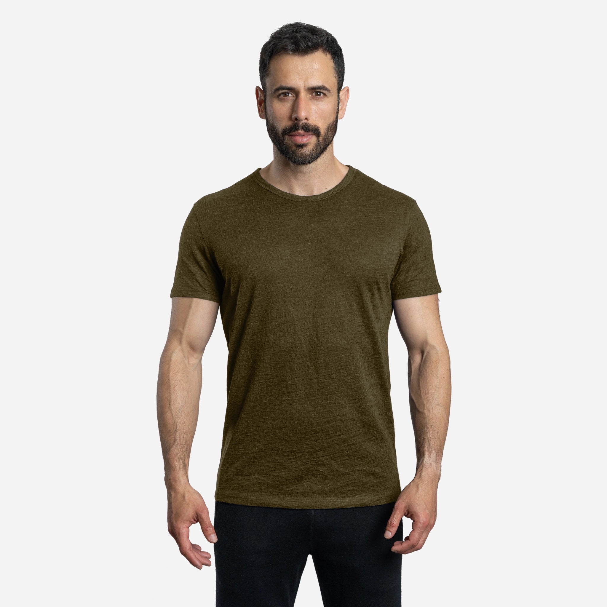 Ultralight Men's Alpaca Wool T-Shirt - 160 GSM Soft Crew Neck Tee for Outdoor Activities & Travel