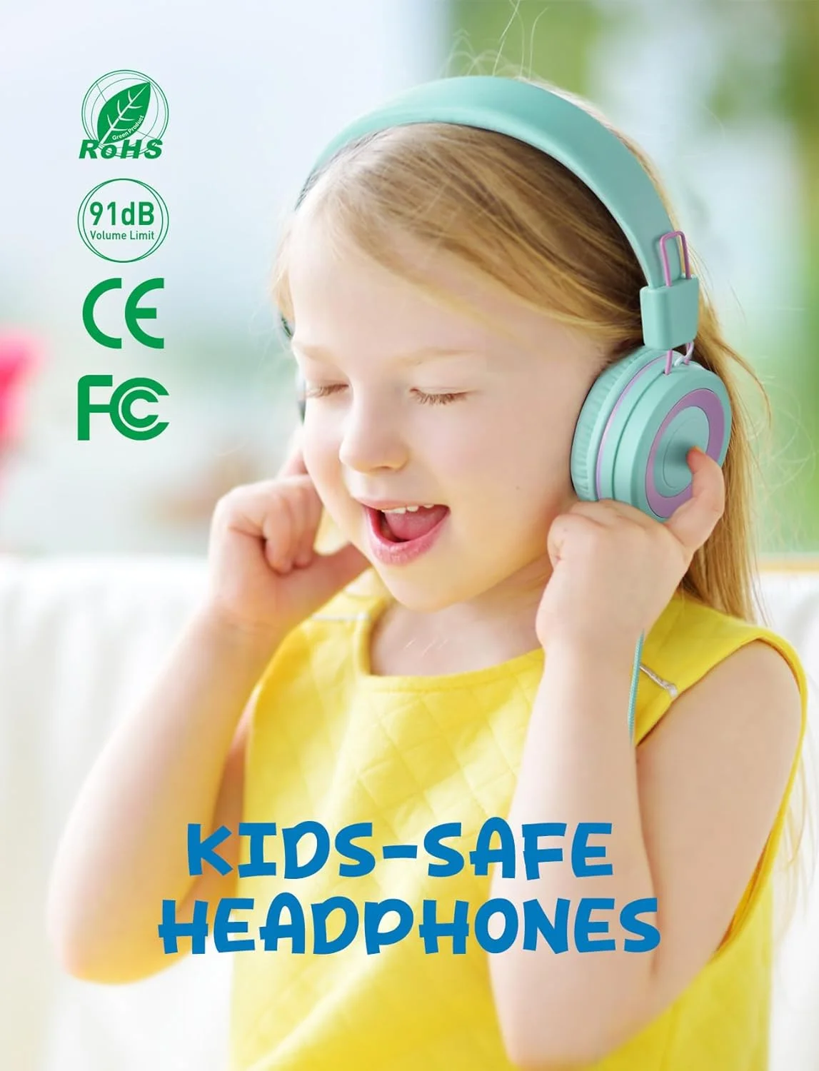 Mpow Kids Headphones with Microphone (2 Pack) - Volume Limited to 91dB, Foldable & Adjustable Wired Over-Ear Headphones for Children - Perfect for School, Tablets, Airplane Travel & Online Learning