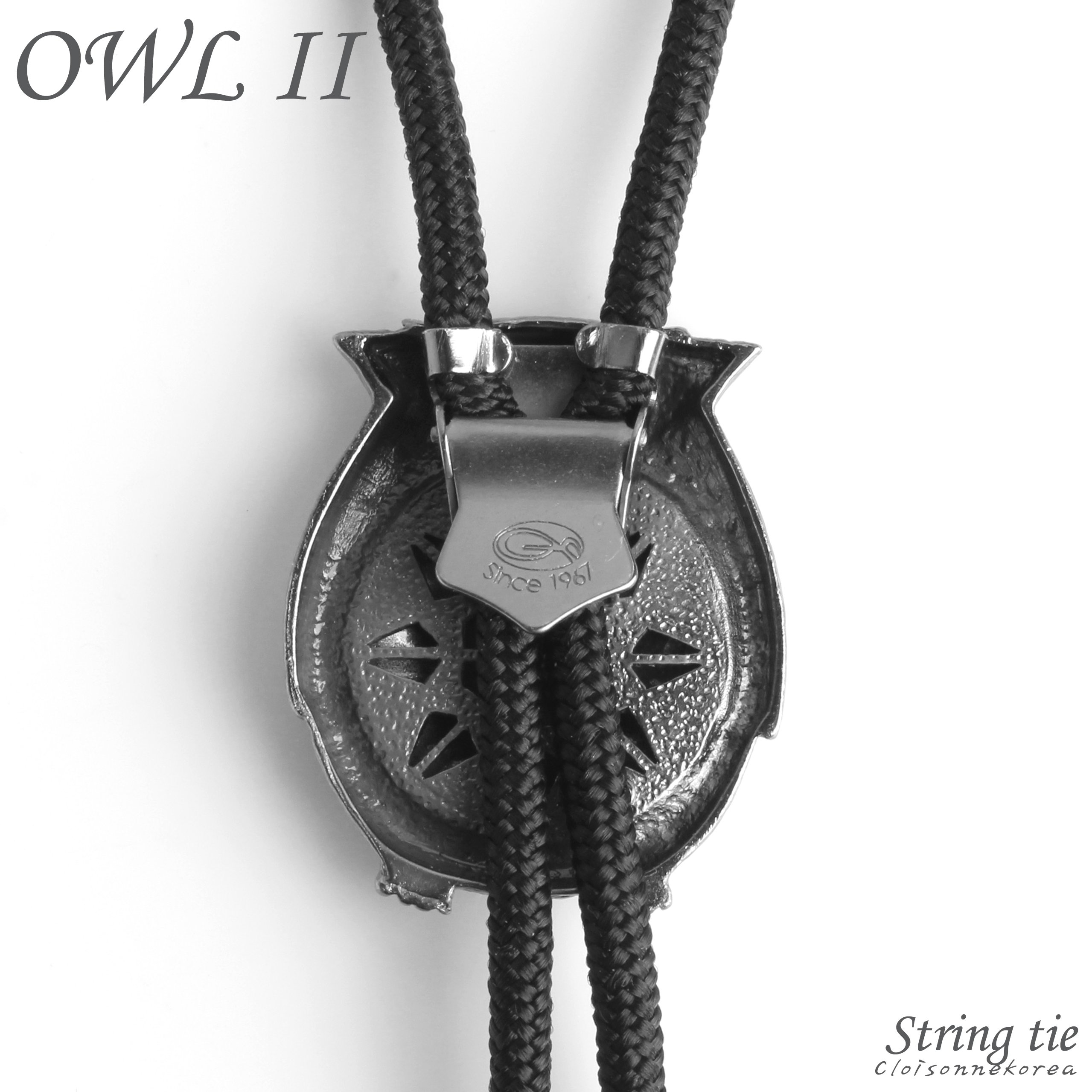 Vintage Bolo Tie Cloisonne Owl Design - Classic String Edition in African Violet - Western Wear Accessory for Men, Cowboy Outfit & Native American Fashion