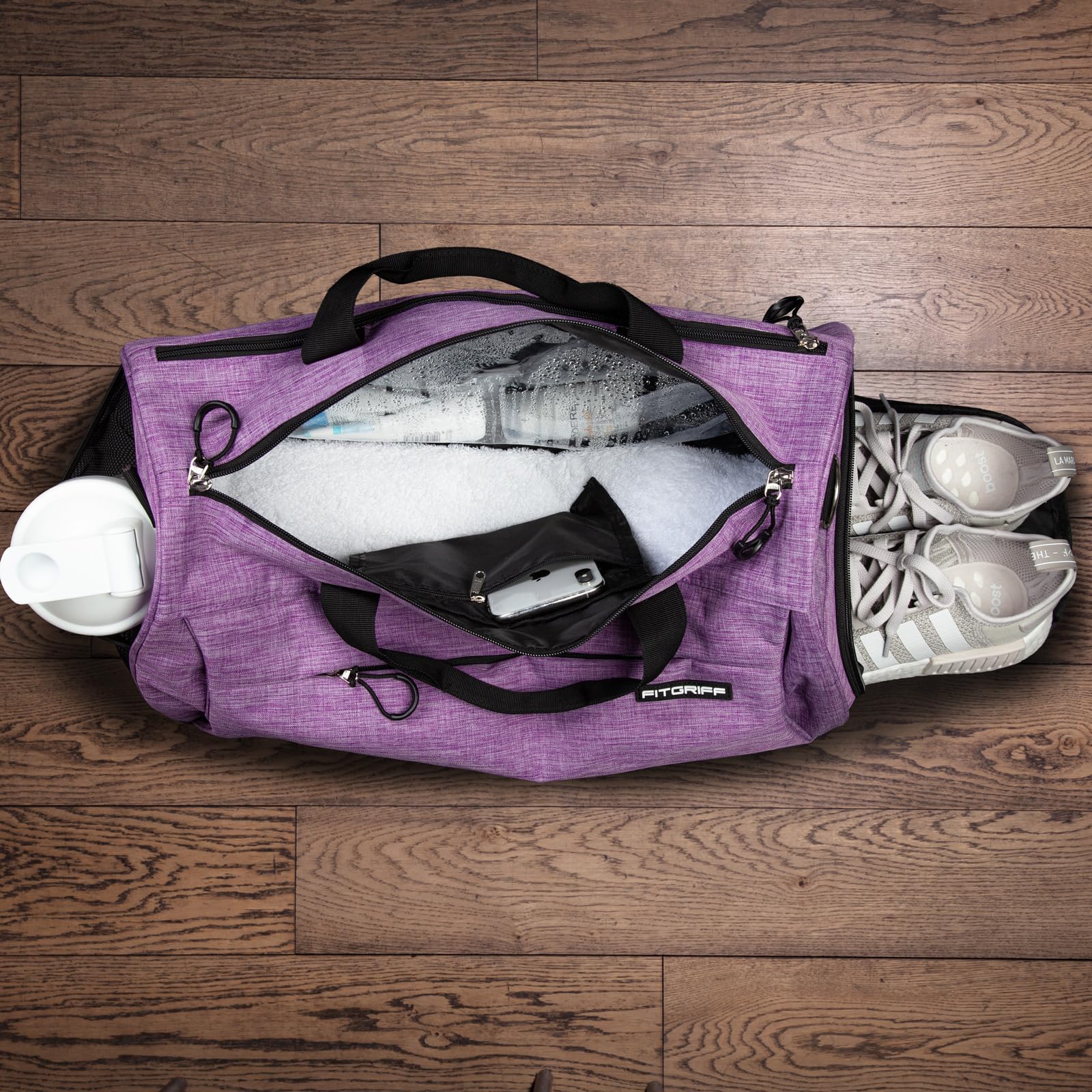 Fitgriff® Gym Bag for Men & Women with Shoe & Wet Compartment - Large Duffle Bag for Travel, Sports, Workout & Fitness | Perfect for Gym, Yoga, Swimming & Weekend Getaways