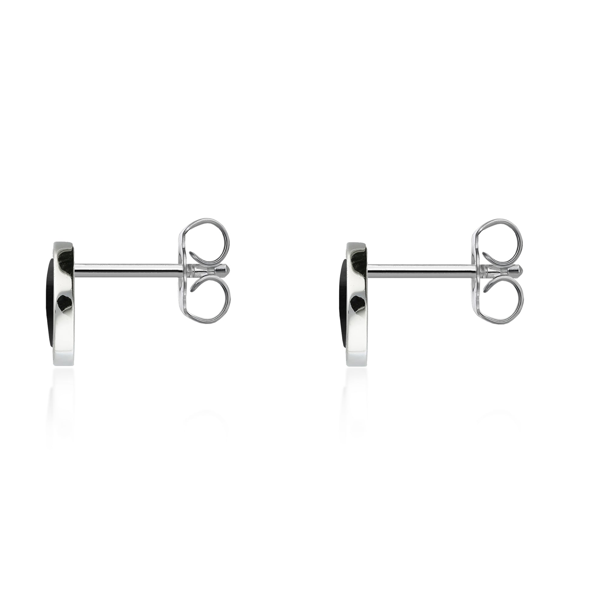 Whitby Jet Sterling Silver CZ Round Stud Earrings – Elegant Small Hoop Earrings for Women, Perfect for Daily Wear & Special Occasions