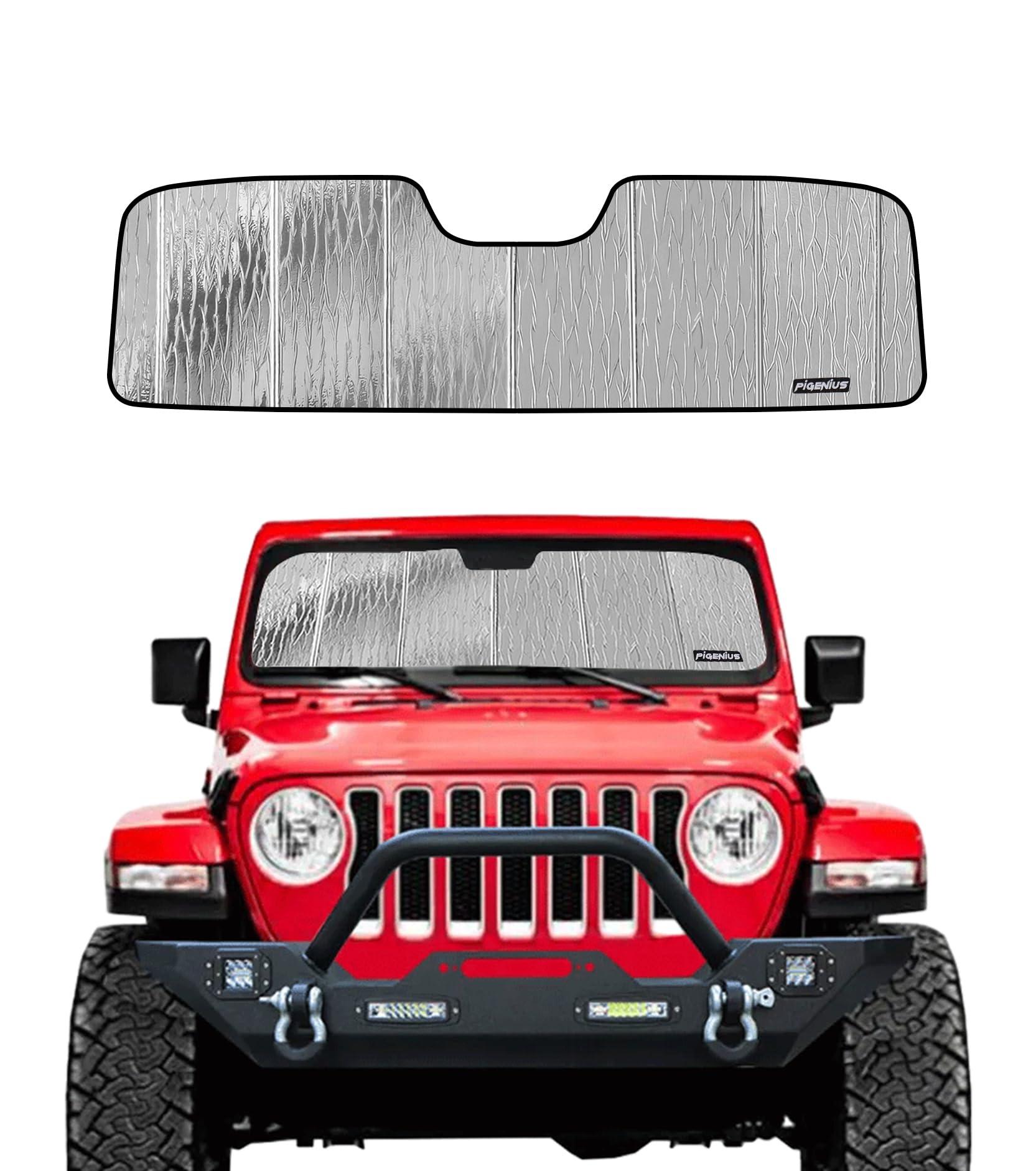 AstraGuard Windshield Sun Shade for Jeep Wrangler JL (2018-2025) & Gladiator (2020-2025) - UV Protection & Heat Blocking Car Sunshade - Perfect for Parking, Road Trips & Outdoor Adventures