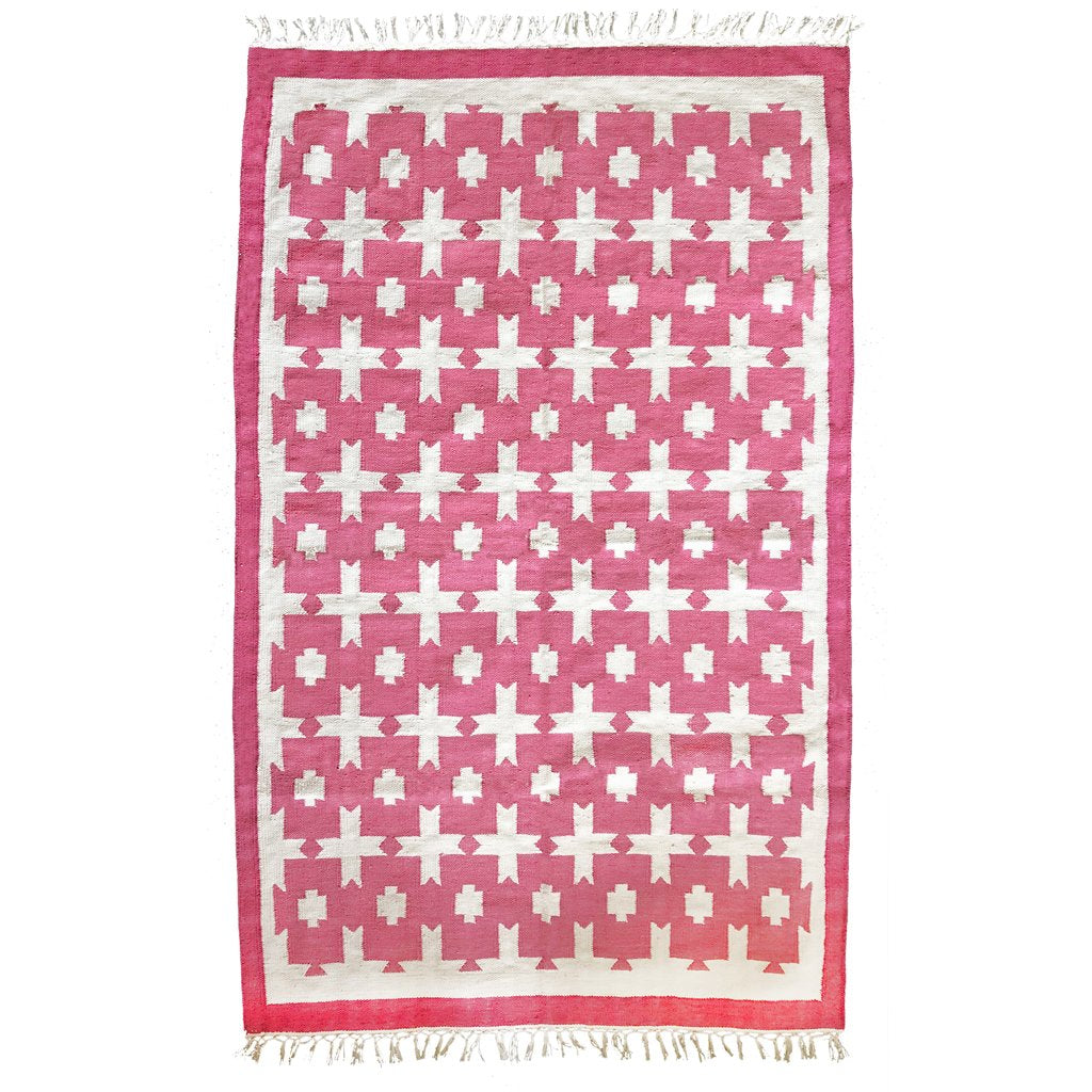Chunky Knit Cotton Pink Area Rug - Soft & Cozy Home Decor for Living Room, Bedroom, Nursery | Perfect for Boho, Farmhouse & Modern Styles