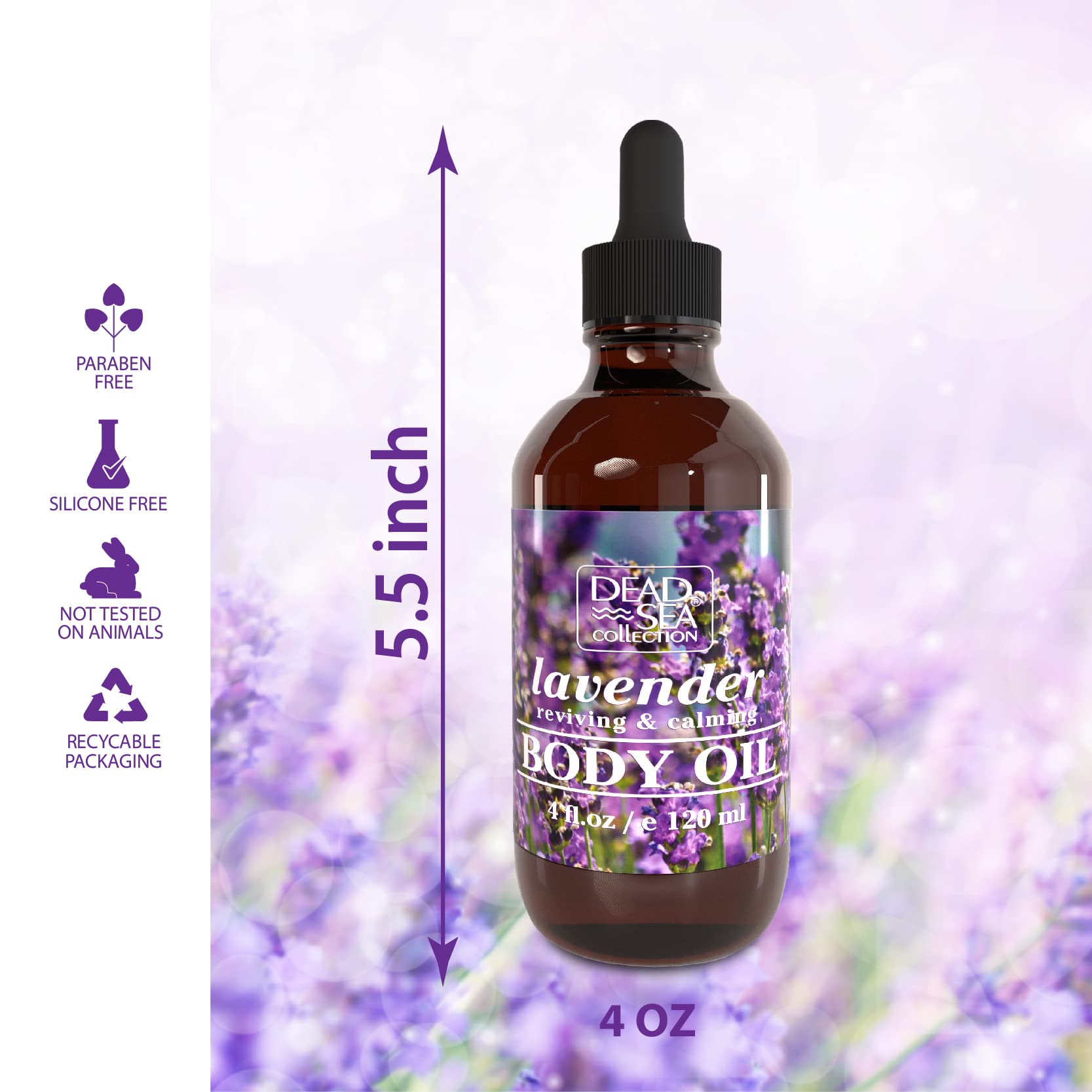 Dead Sea Collection Body Oil Set - Almond Vanilla, Collagen & Lavender Oil Trio for Hydration & Skin Rejuvenation | Perfect for Spa Day, Massage Therapy & Daily Moisturizing