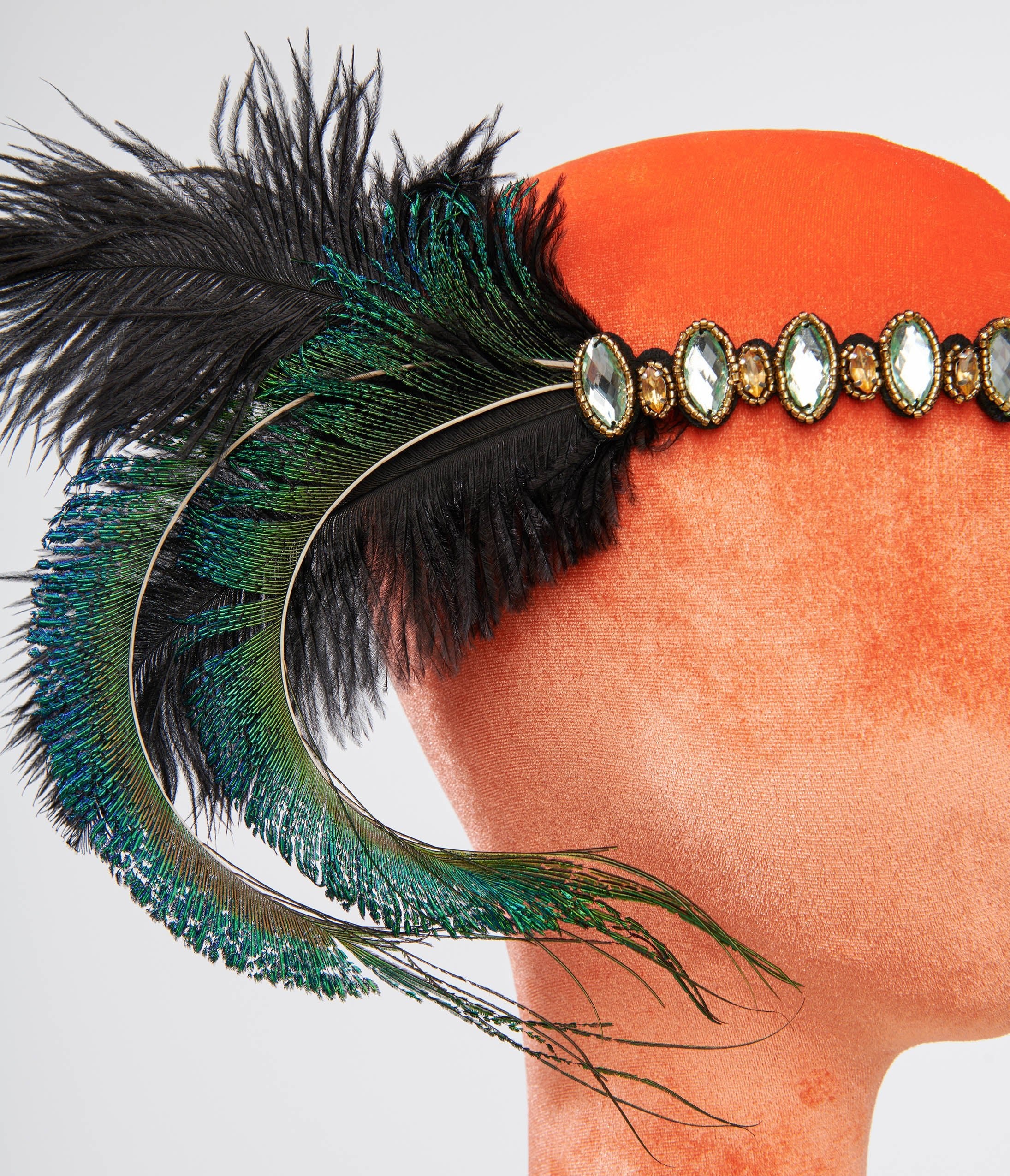 Vintage 1920s Emerald Green Feather & Silver Rhinestone Headband - Flapper Headpiece for Gatsby Parties, Roaring 20s Costume, Bridal Accessories & Vintage Fashion