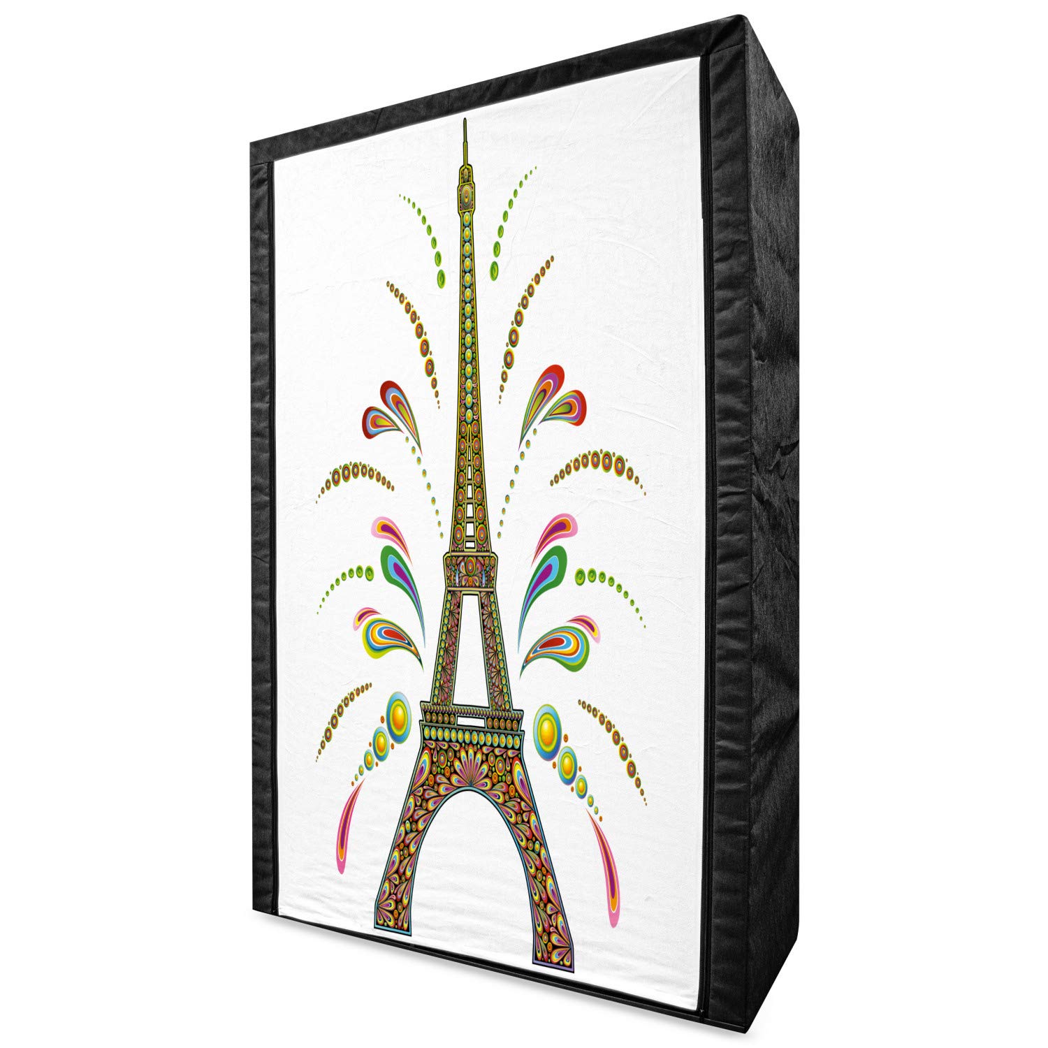 Ambesonne Psychedelic Portable Fabric Wardrobe with Eiffel Tower & Fireworks Design - 42.5